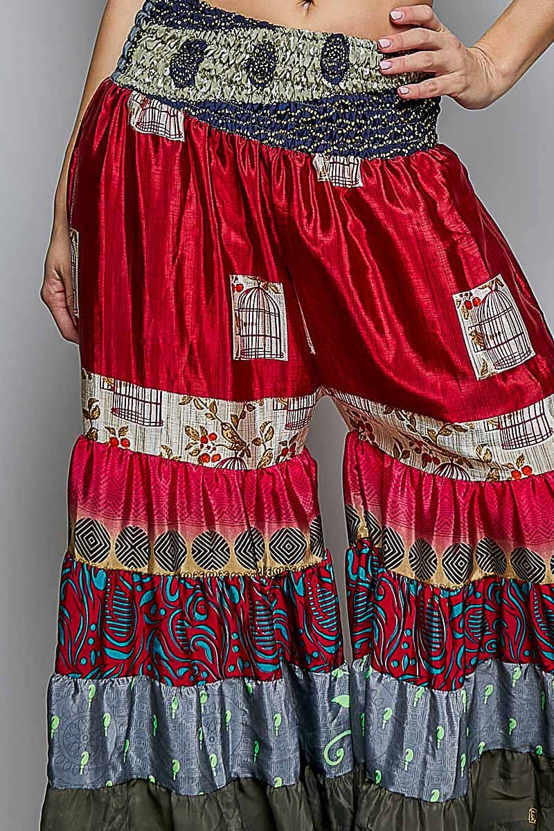 Assorted Print High Rise Smocked Wide Leg Pants: ASSORTED / OS - ivyandlavyboutique Pol Clothing