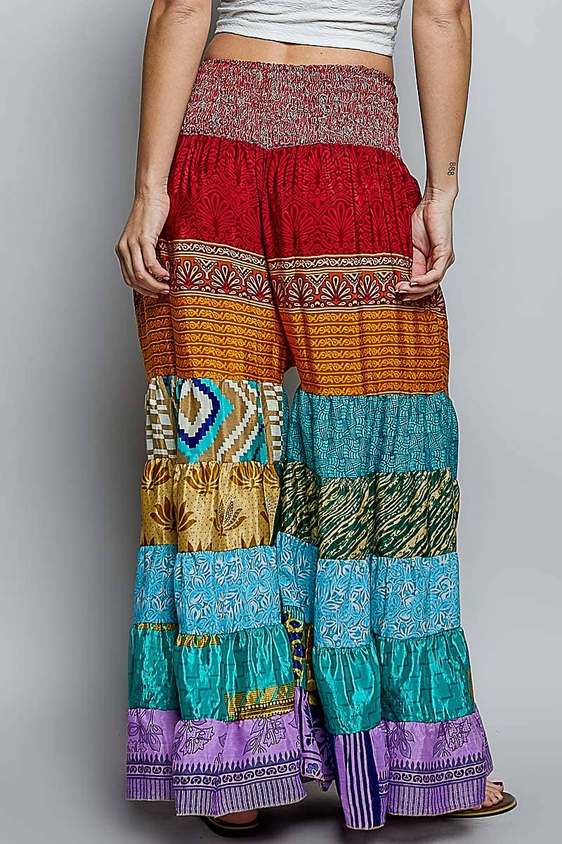 Assorted Print High Rise Smocked Wide Leg Pants: ASSORTED / OS - ivyandlavyboutique Pol Clothing