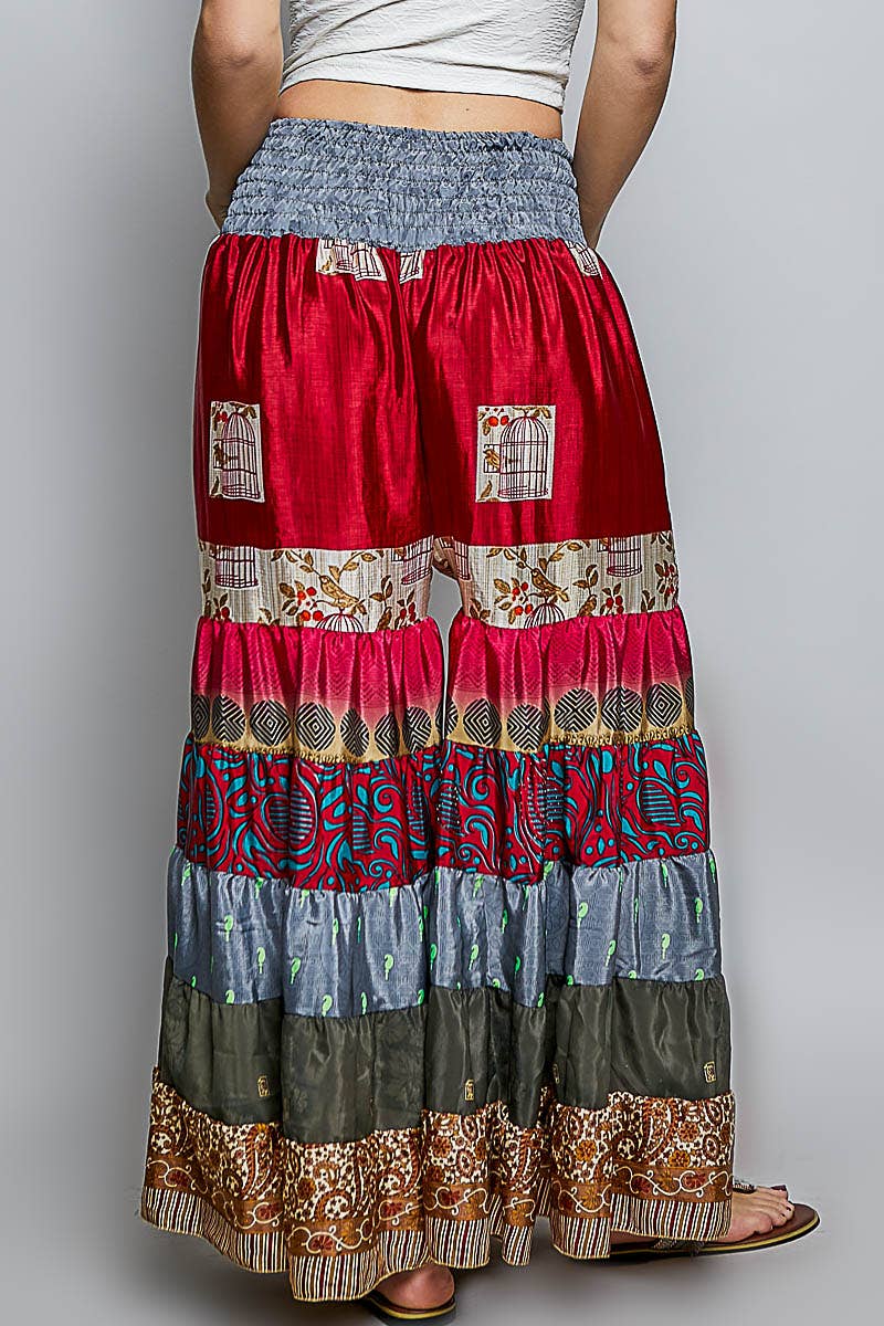 Assorted Print High Rise Smocked Wide Leg Pants: ASSORTED / OS - ivyandlavyboutique Pol Clothing