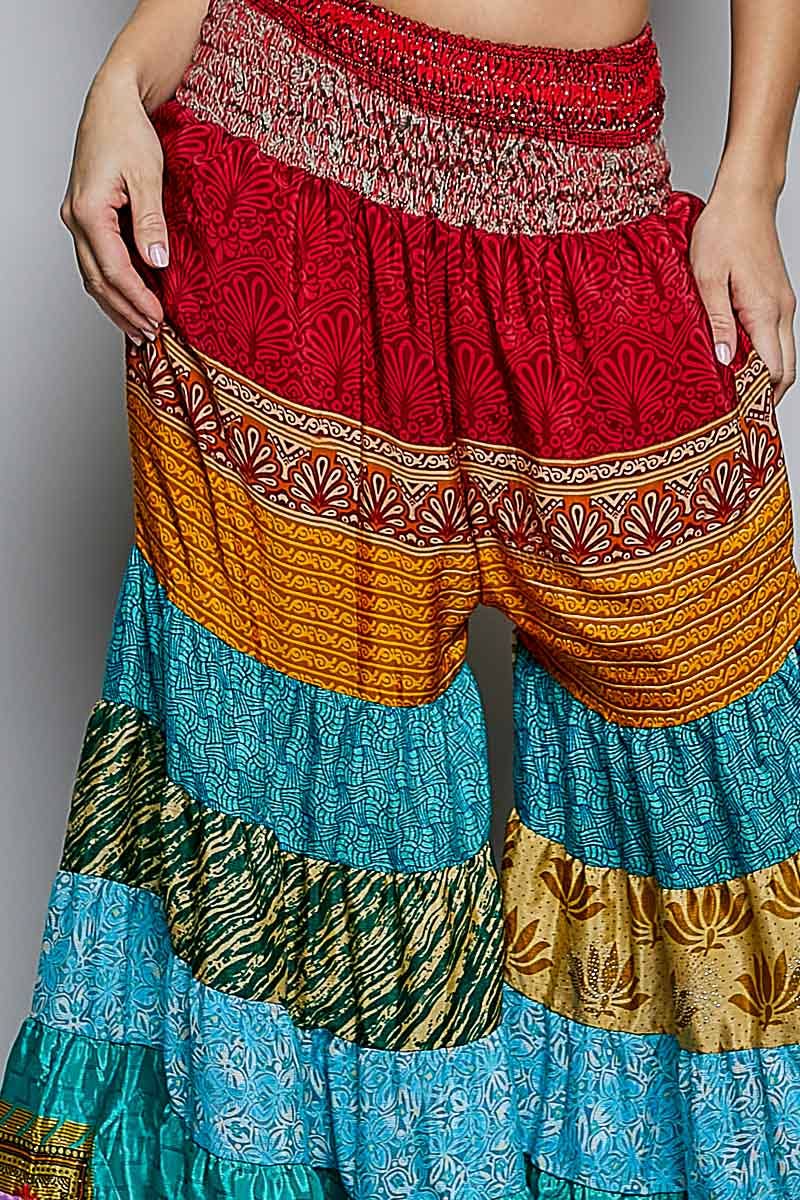 Assorted Print High Rise Smocked Wide Leg Pants: ASSORTED / OS - ivyandlavyboutique Pol Clothing