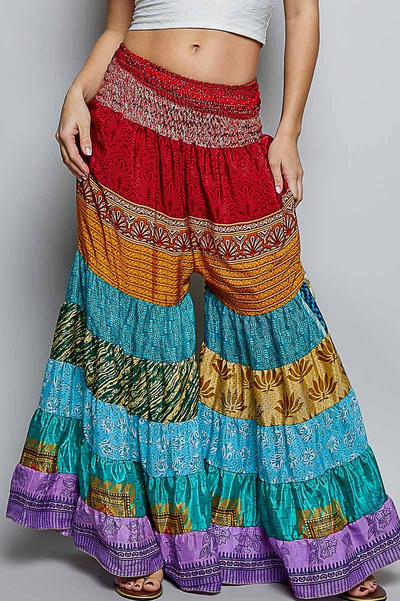 Assorted Print High Rise Smocked Wide Leg Pants: ASSORTED / OS - ivyandlavyboutique Pol Clothing