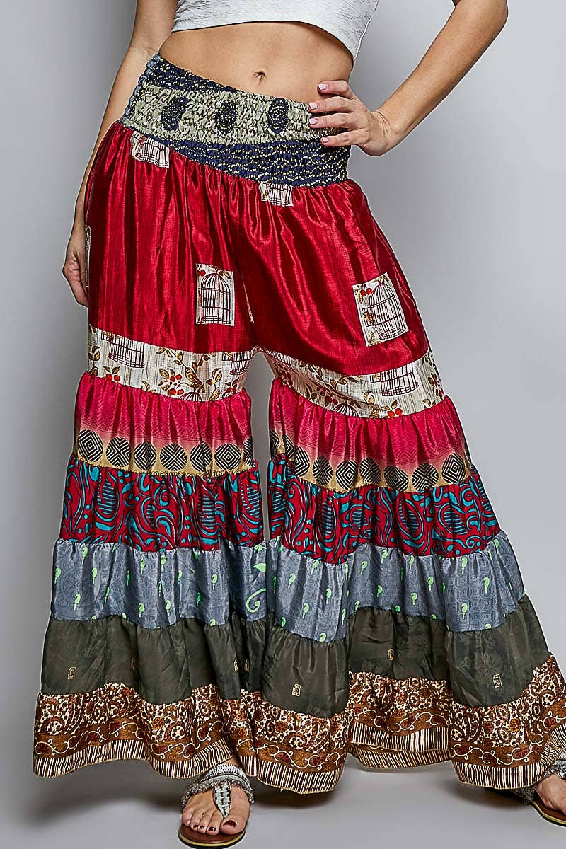 Assorted Print High Rise Smocked Wide Leg Pants: ASSORTED / OS - ivyandlavyboutique Pol Clothing