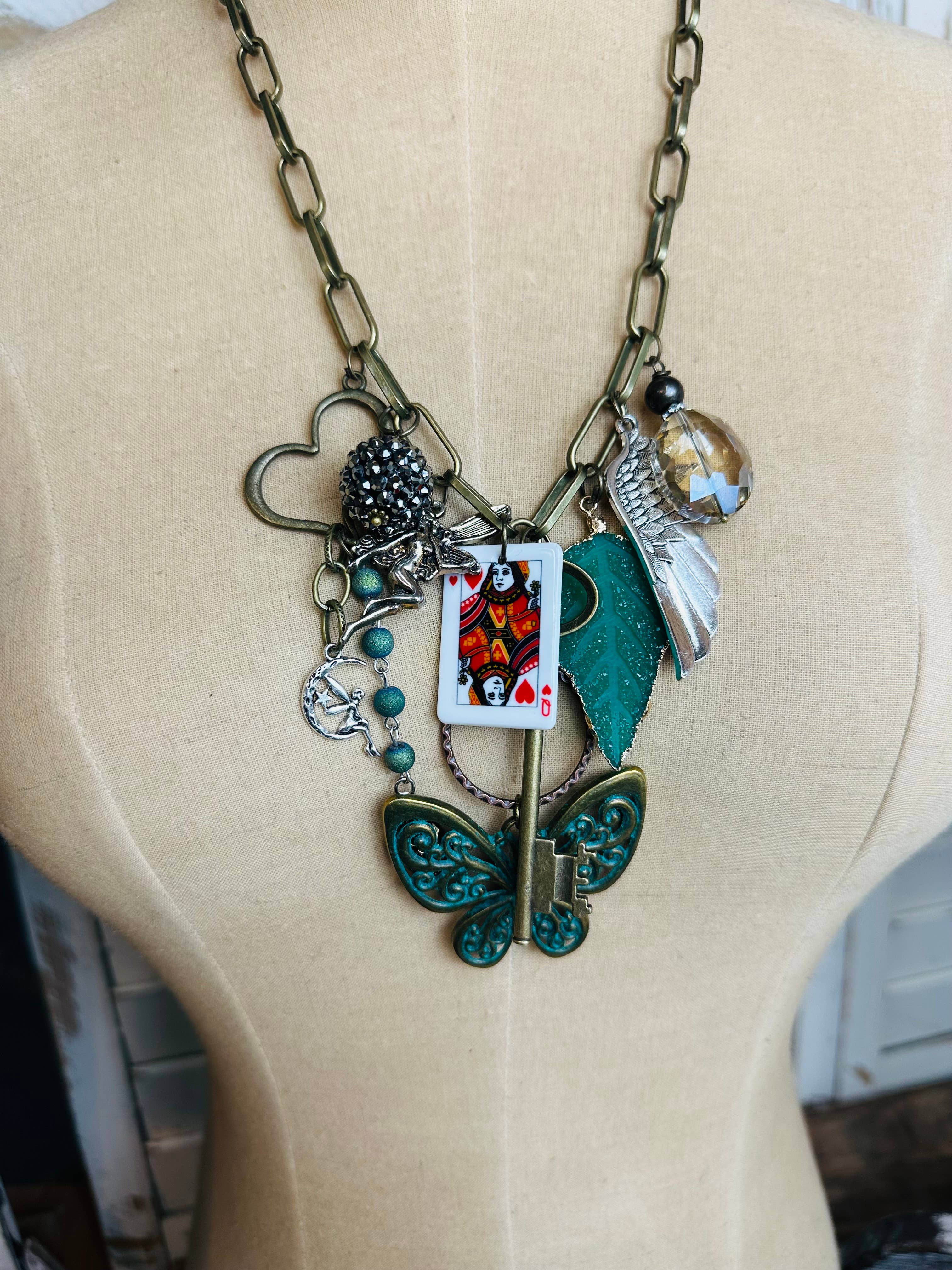 Gypsy Junk Chunky Necklace in Queen of Hearts