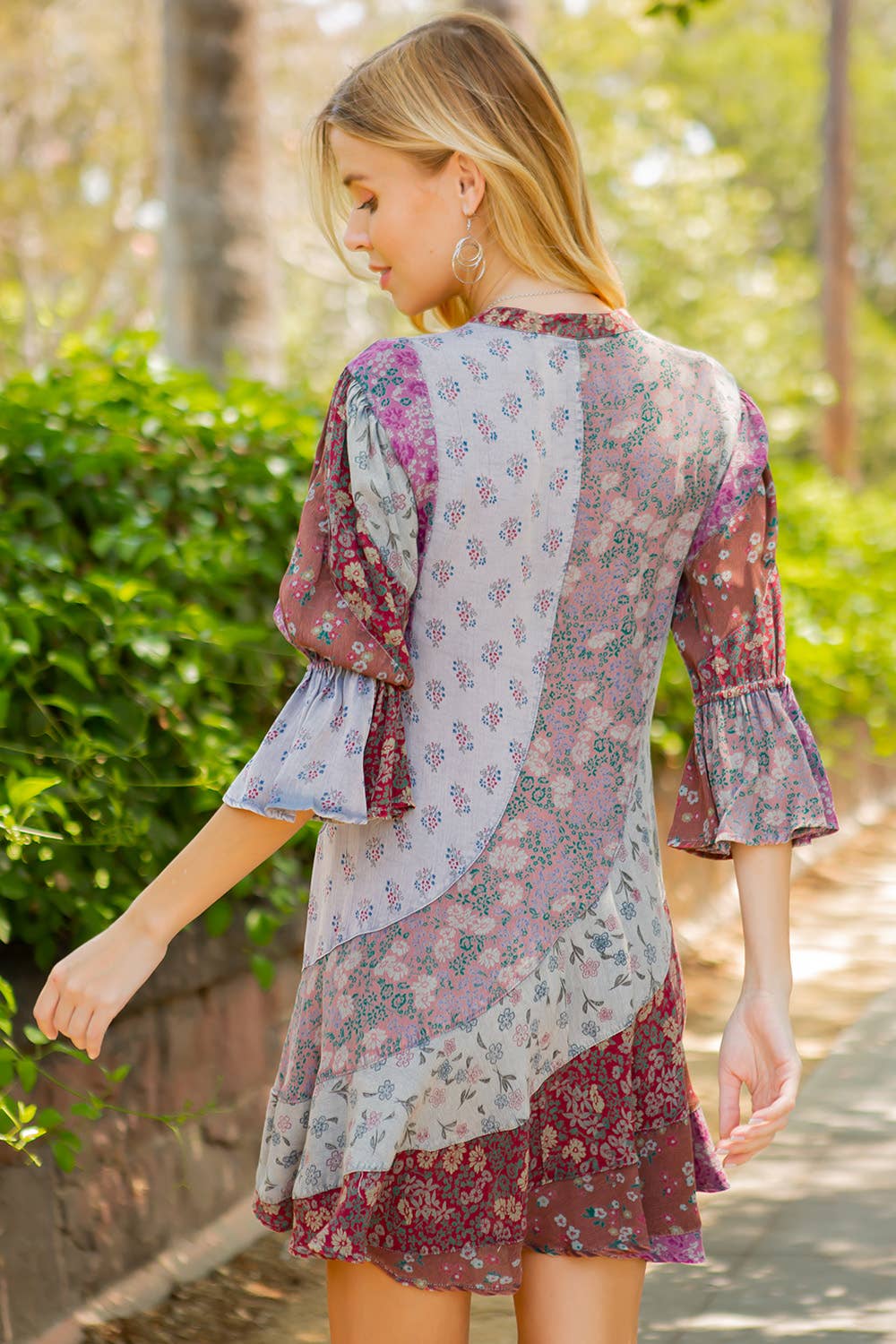 Boho Patchwork Overdyed Babydoll Dress