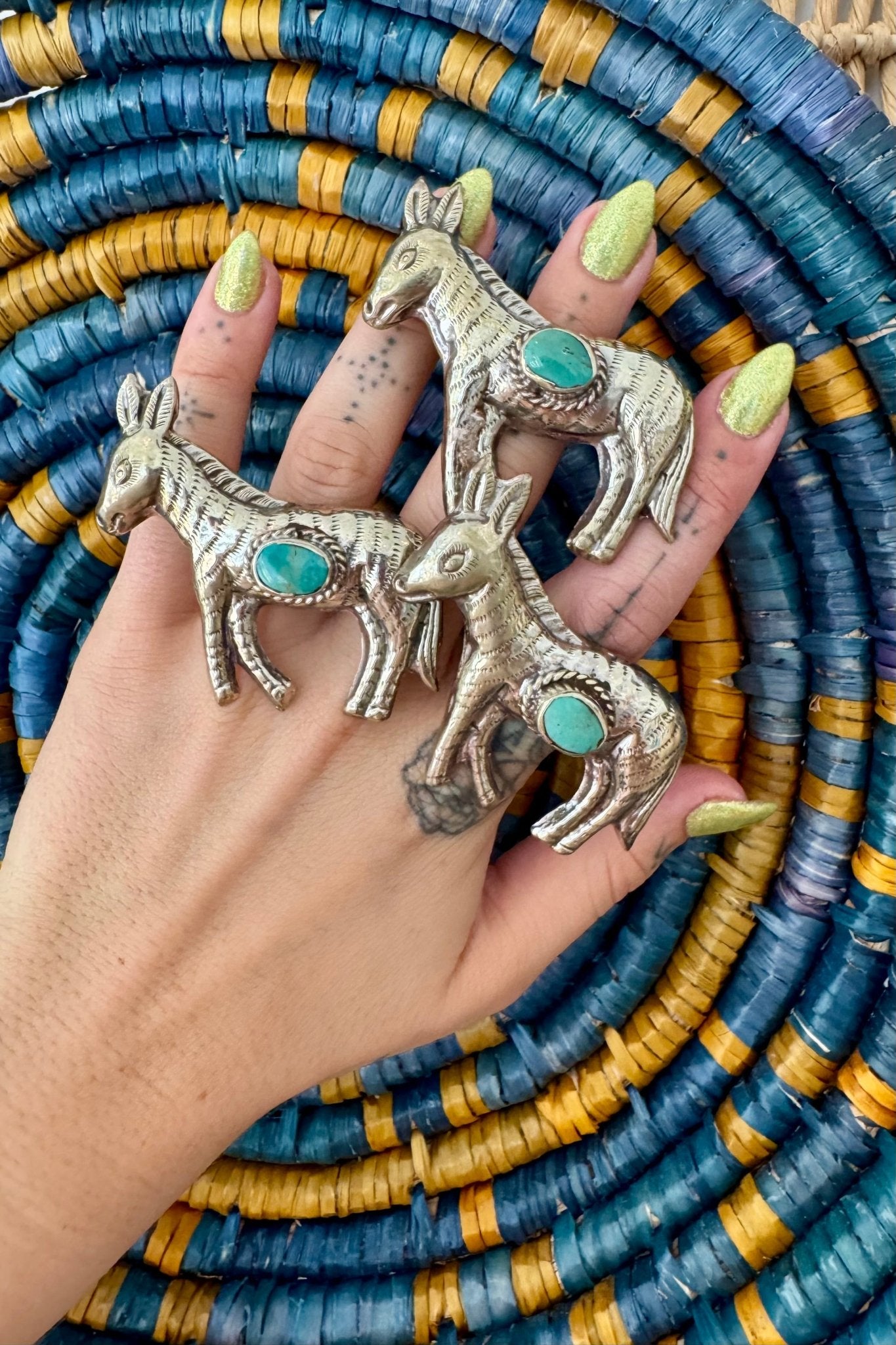 Badass Donkey Ring w/ Turquoise - ivyandlavyboutique ivyandlavyboutique