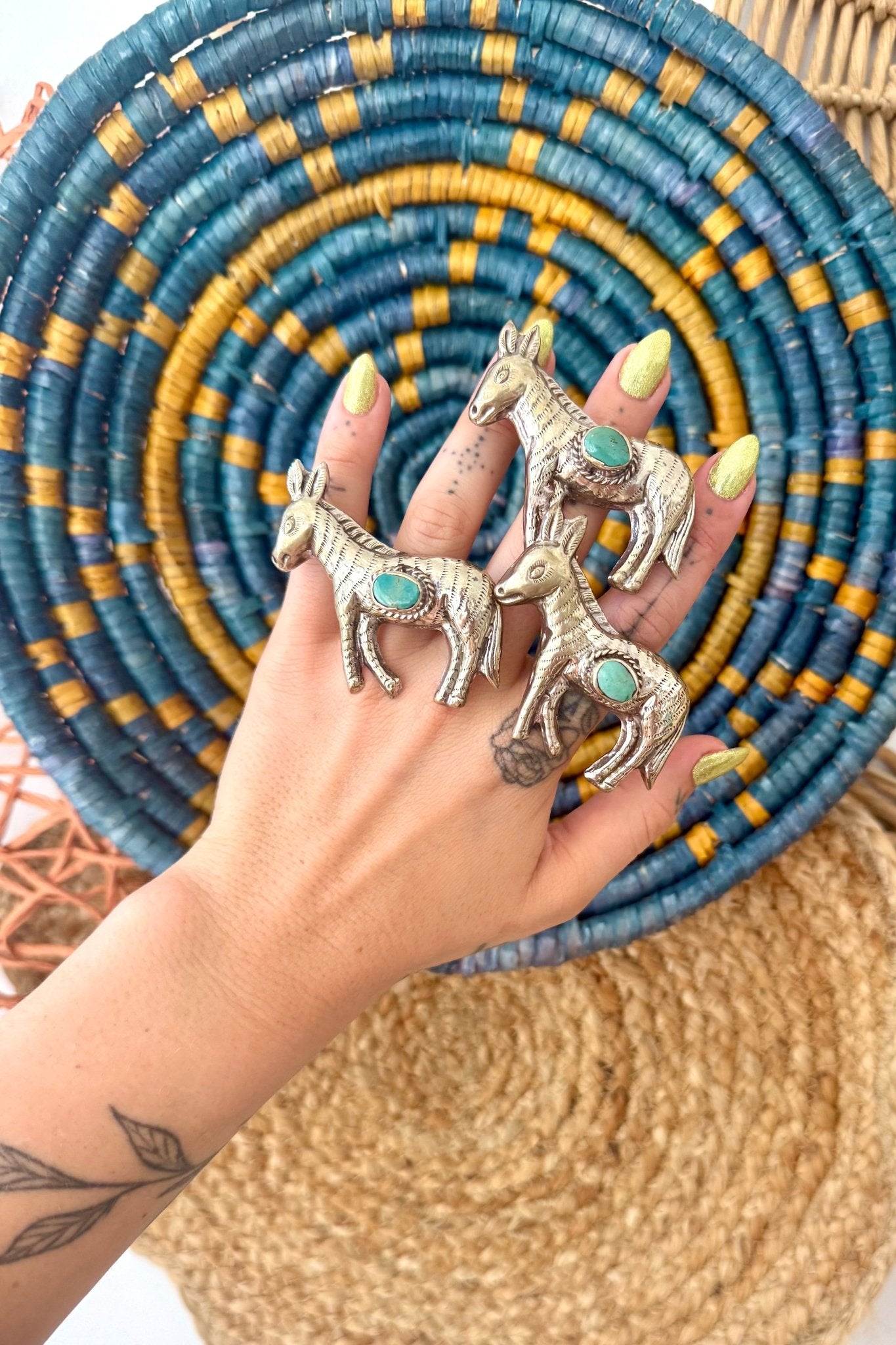 Badass Donkey Ring w/ Turquoise - ivyandlavyboutique ivyandlavyboutique