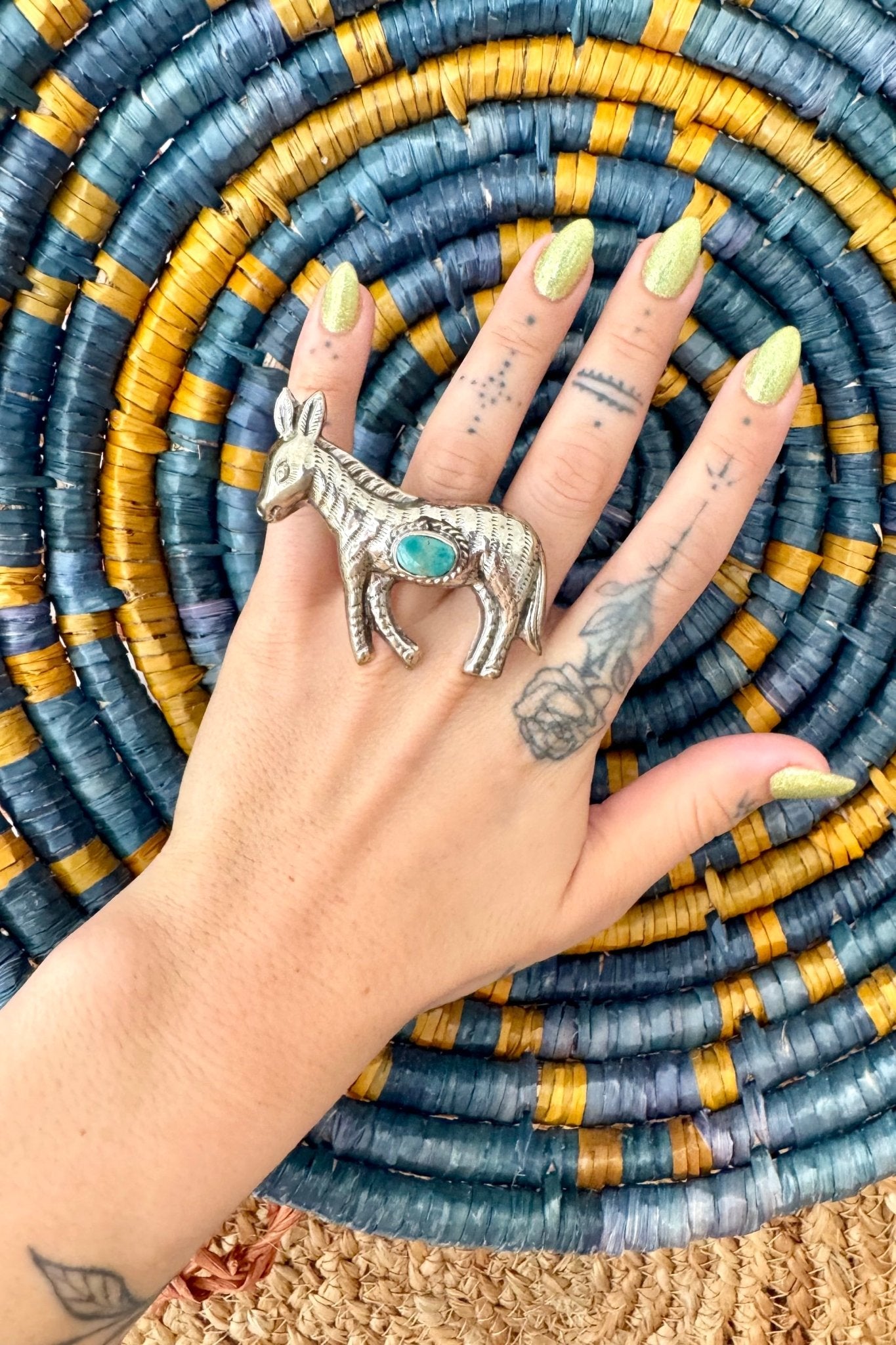 Badass Donkey Ring w/ Turquoise - ivyandlavyboutique ivyandlavyboutique