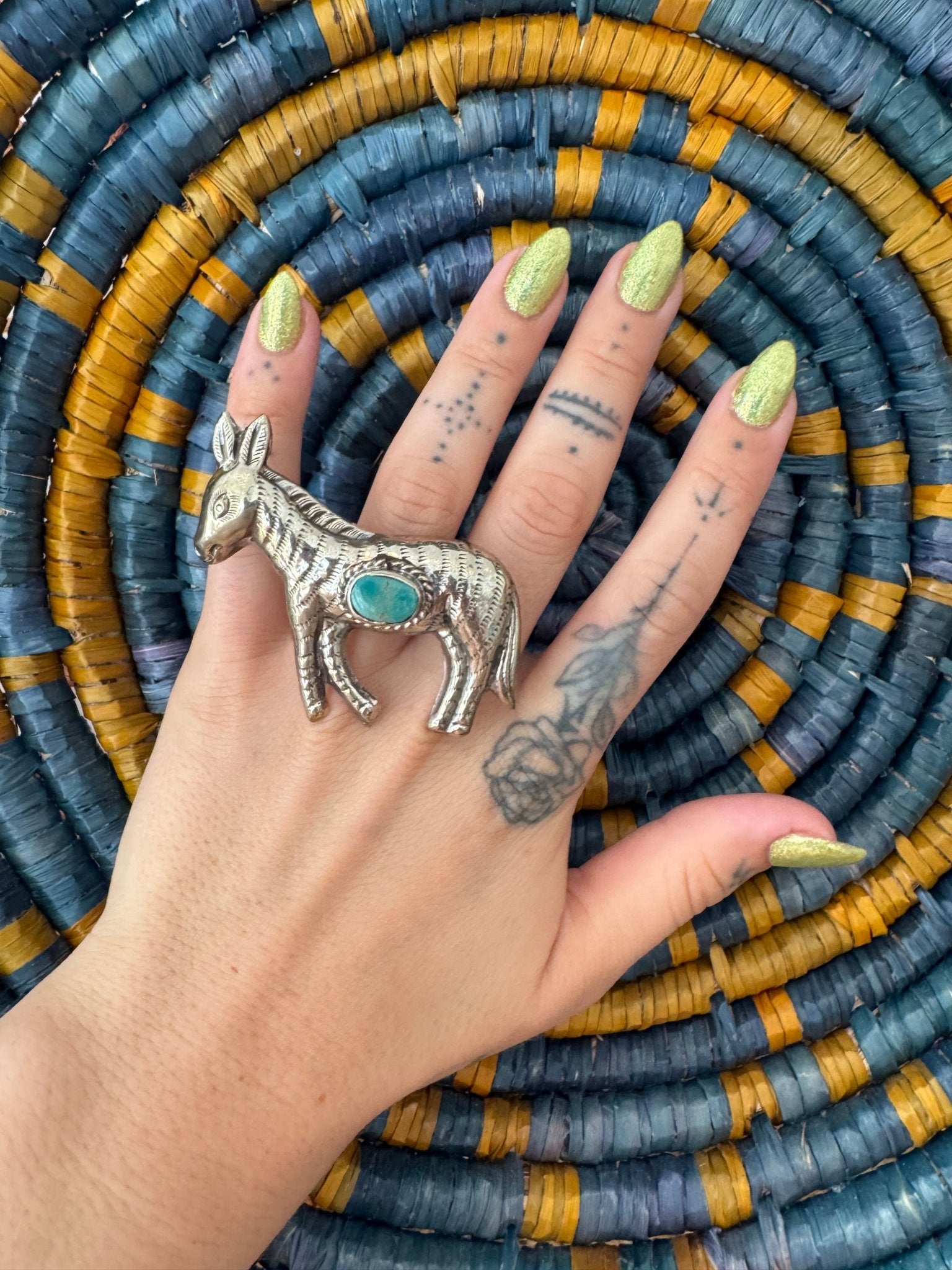 Badass Donkey Ring w/ Turquoise - ivyandlavyboutique ivyandlavyboutique