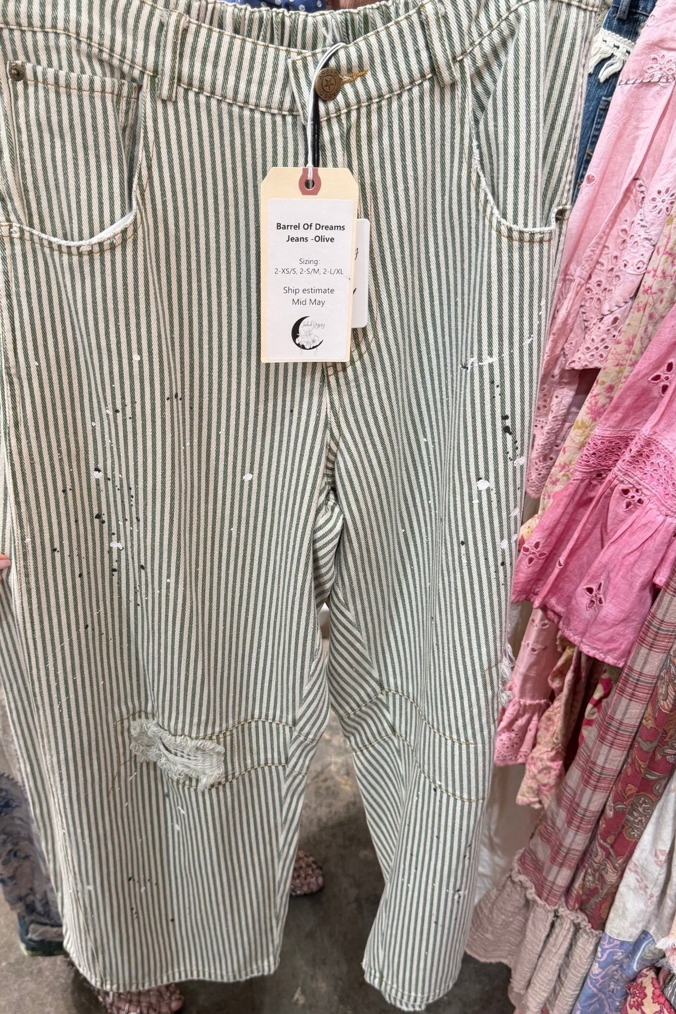 Barrel of Dream Jeans in Olive - ivyandlavyboutique Jaded Gypsy