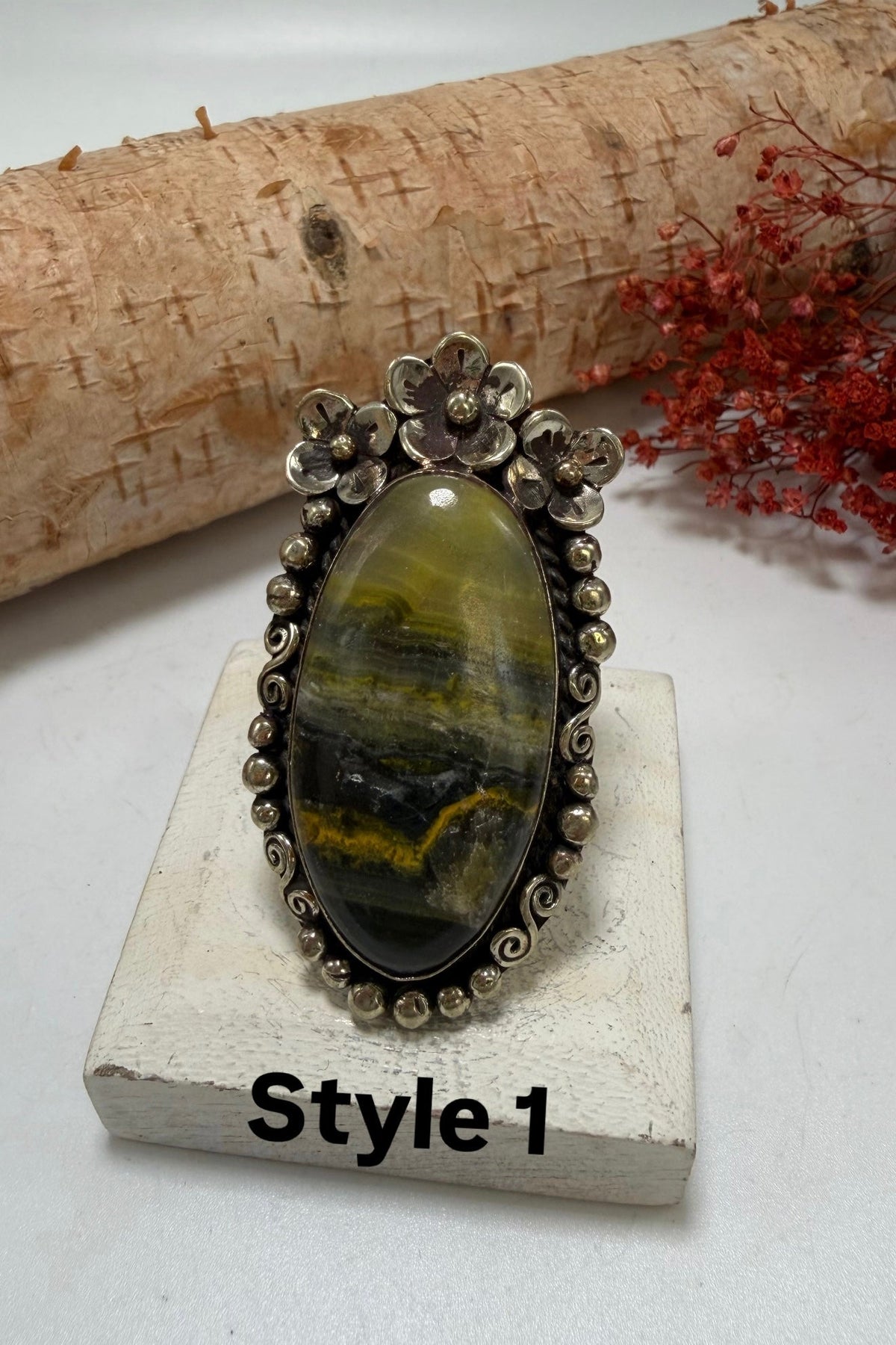 BB Jasper & Flowers Ring - ivyandlavyboutique ivyandlavyboutique