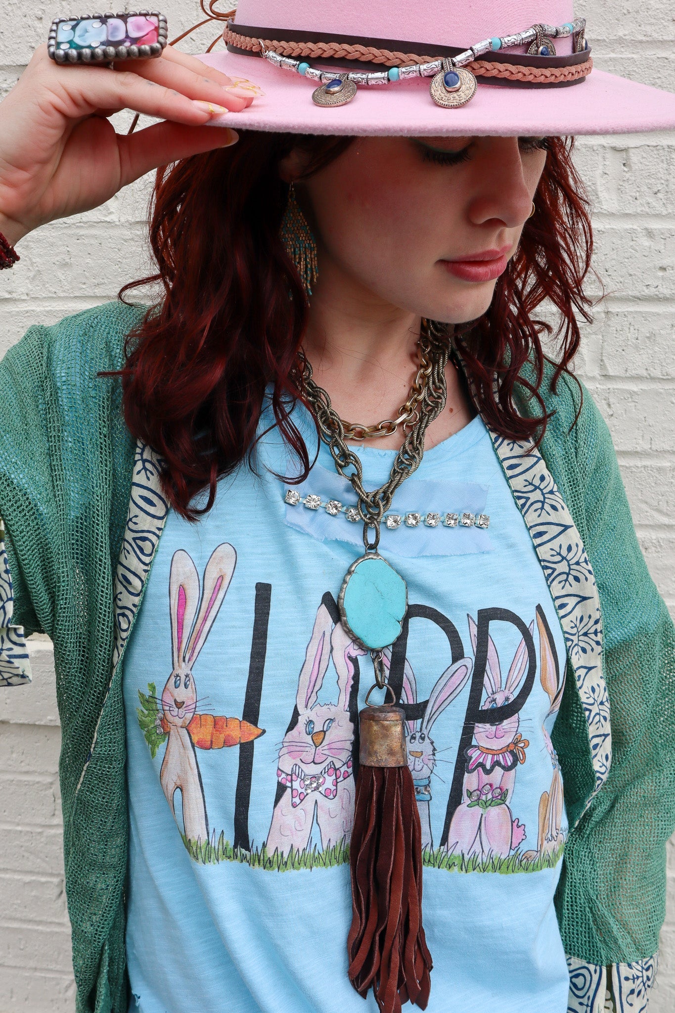 Be Bold Truker Metalized Stone Slab Accent Necklace Combo - ivyandlavyboutique Art by Amy