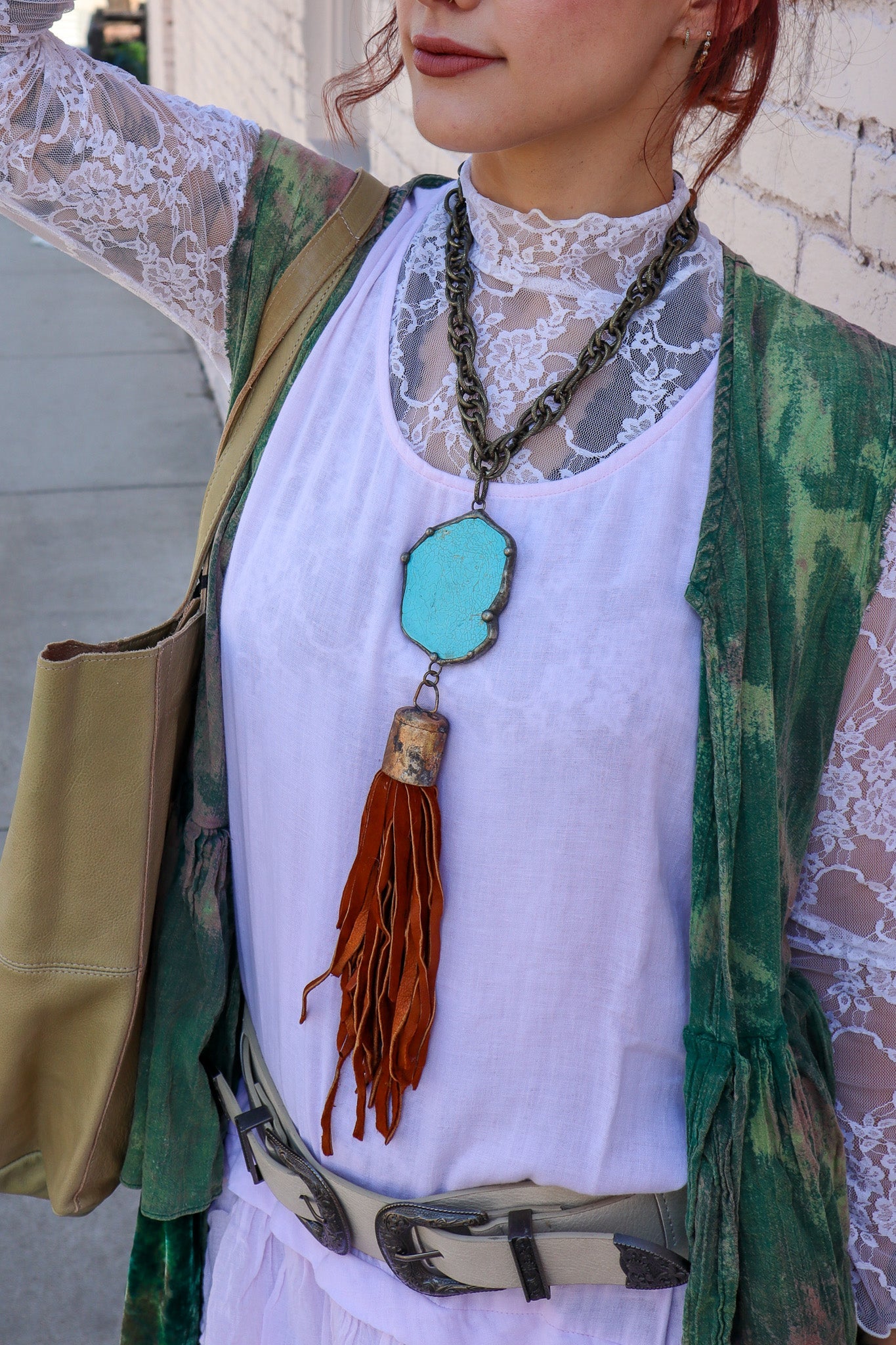 Be Bold Truker Metalized Stone Slab Accent Necklace Combo - ivyandlavyboutique Art by Amy