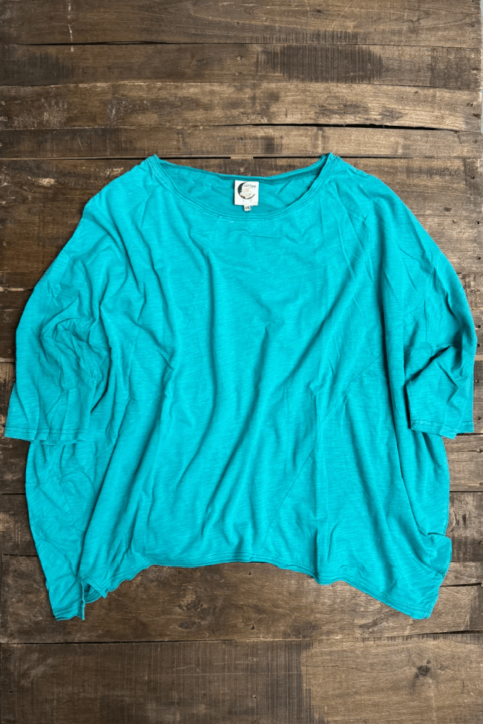 Be Free Cotton in Turquoise Oversized Mineral Washed Top - ivyandlavyboutique Jaded Gypsy