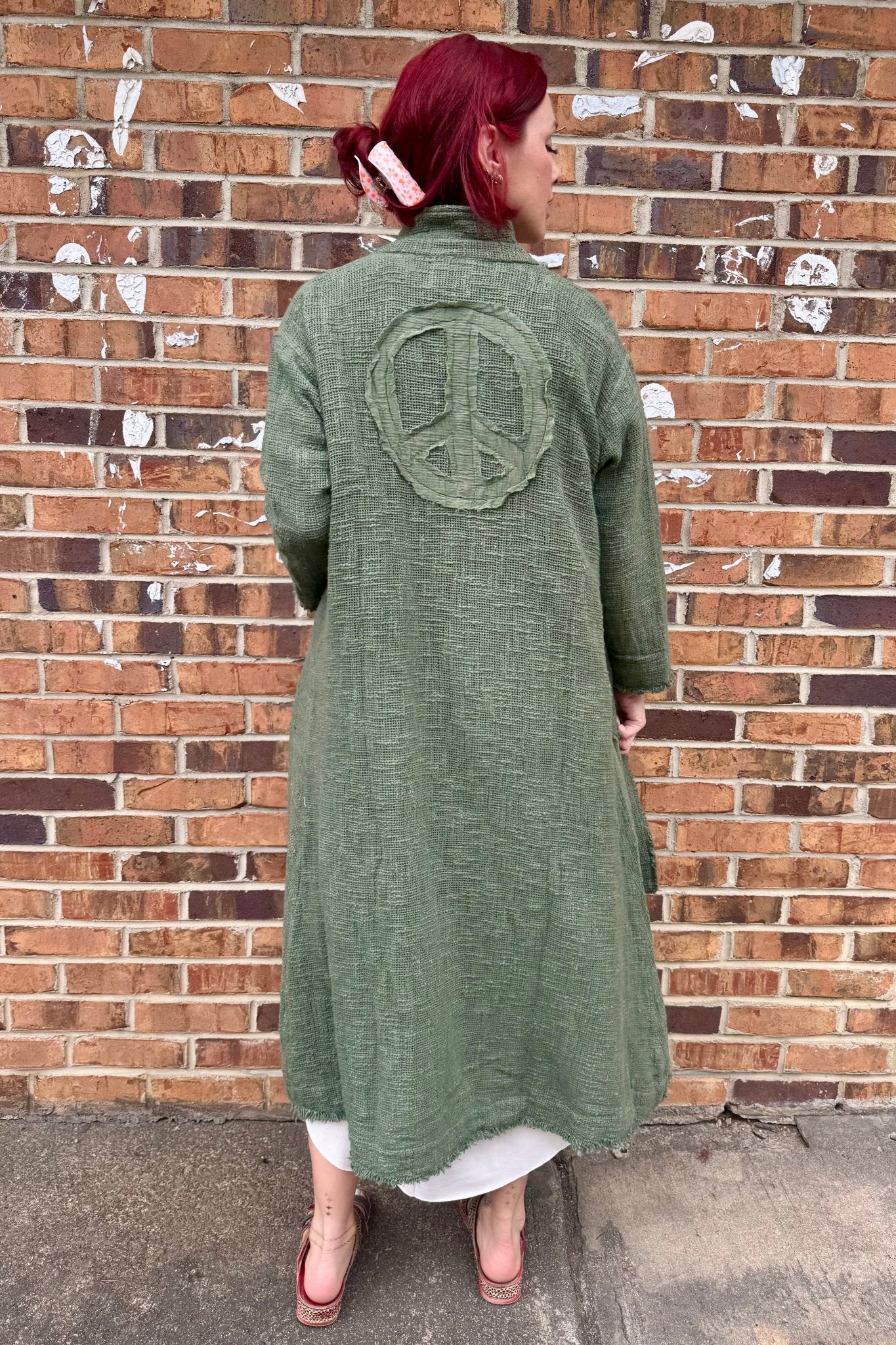 Be in Peace Cardigan in Olive - ivyandlavyboutique Namsar