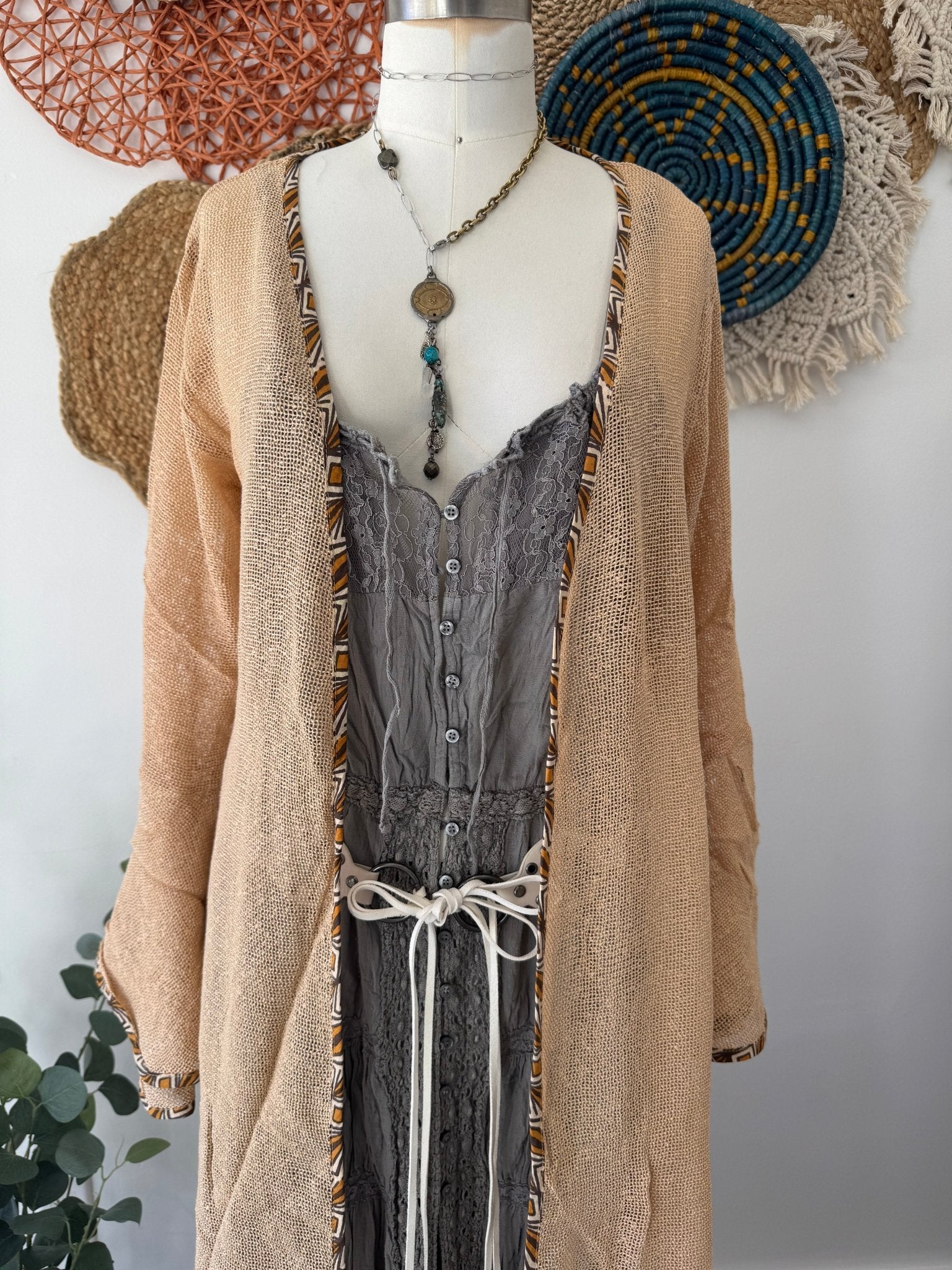 Beached Mesh Cotton Long Kimono 1 - ivyandlavyboutique Karma Highway