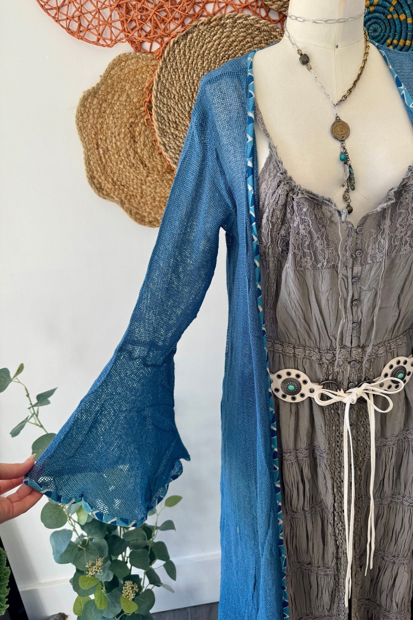 Beached Mesh Cotton Long Kimono 1 - ivyandlavyboutique Karma Highway
