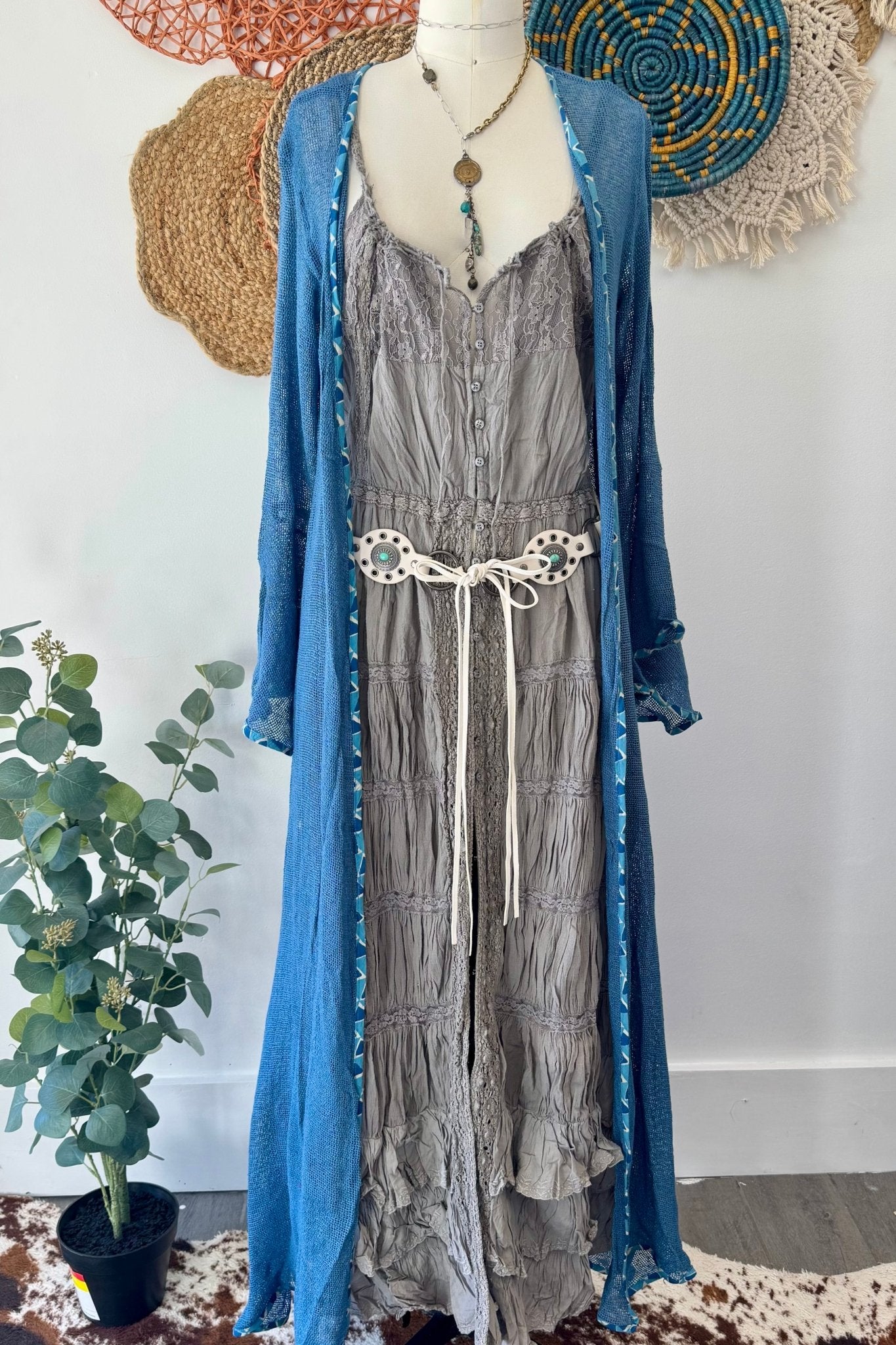 Beached Mesh Cotton Long Kimono 1 - ivyandlavyboutique Karma Highway