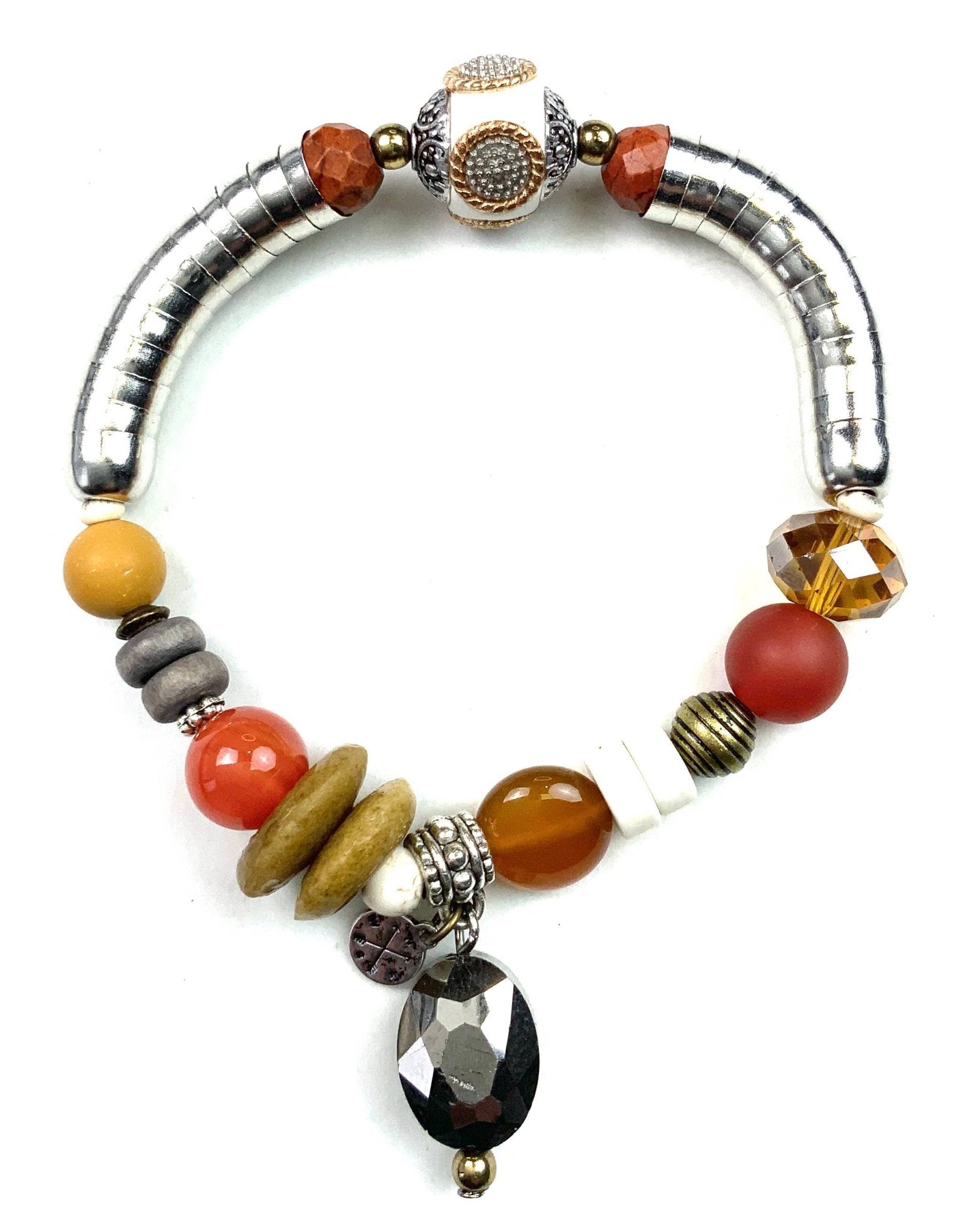 Beaded Stretch w/ Stacked Caps & Dangle Drop - ivyandlavyboutique Lost & Found Trading