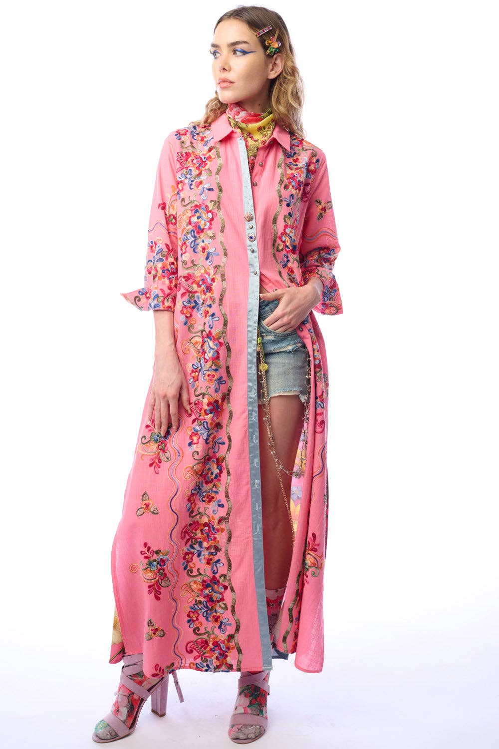 Beauty Mark Maxi Duster in Dirty Rose - ivyandlavyboutique Aratta