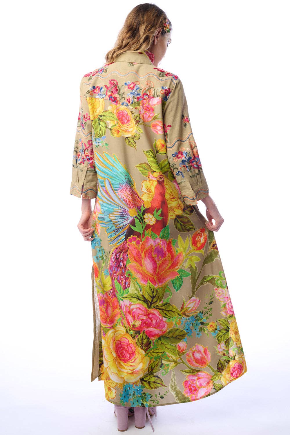 Beauty Mark Maxi Duster in Olive - ivyandlavyboutique Aratta