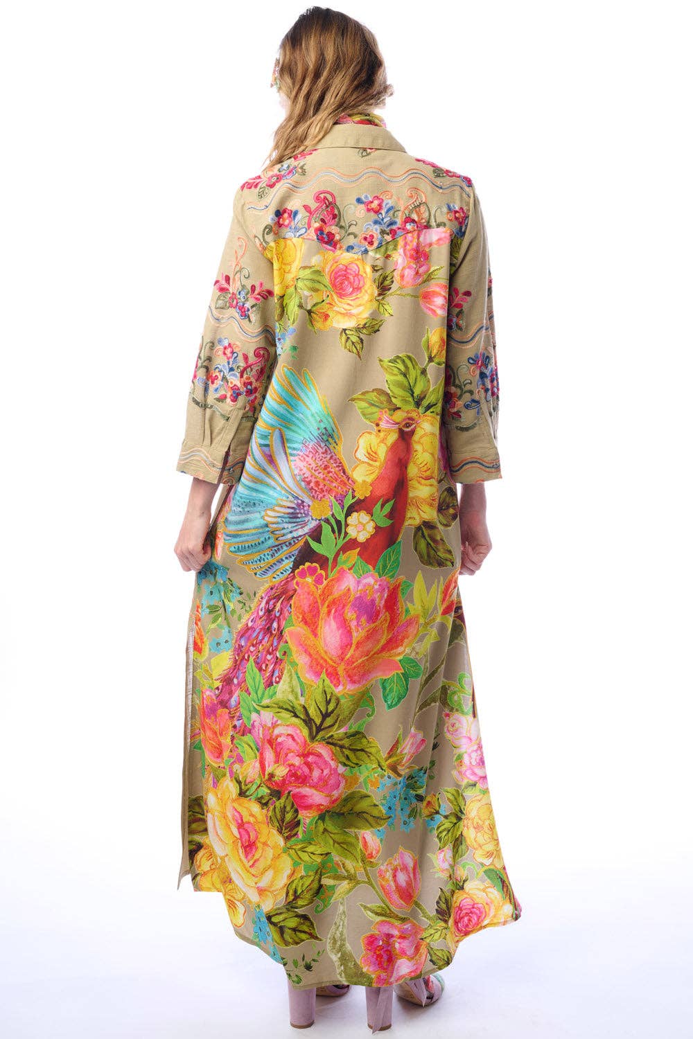 Beauty Mark Maxi Duster in Olive - ivyandlavyboutique Aratta