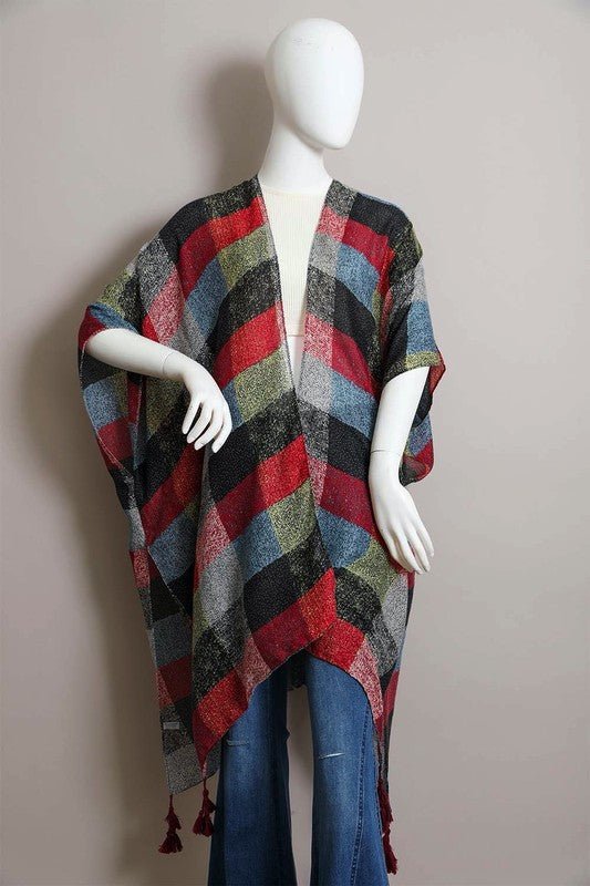 Betsy Buffalo Checkered Kimono - ivyandlavyboutique Leto Accessories