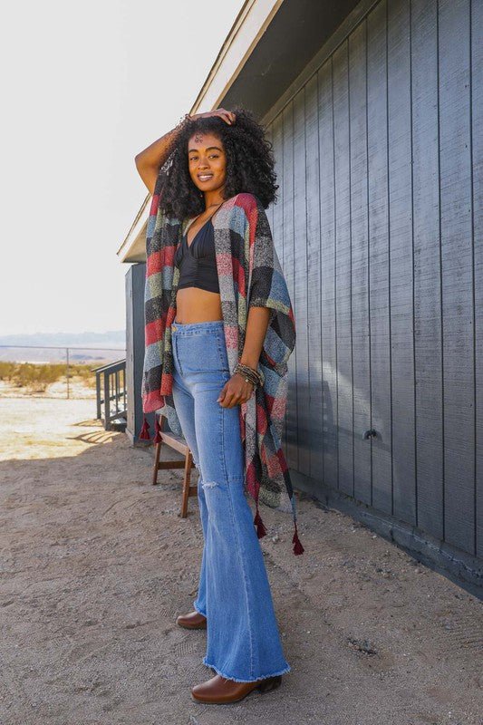 Betsy Buffalo Checkered Kimono - ivyandlavyboutique Leto Accessories