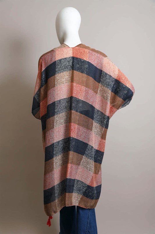 Betsy Buffalo Checkered Kimono - ivyandlavyboutique Leto Accessories