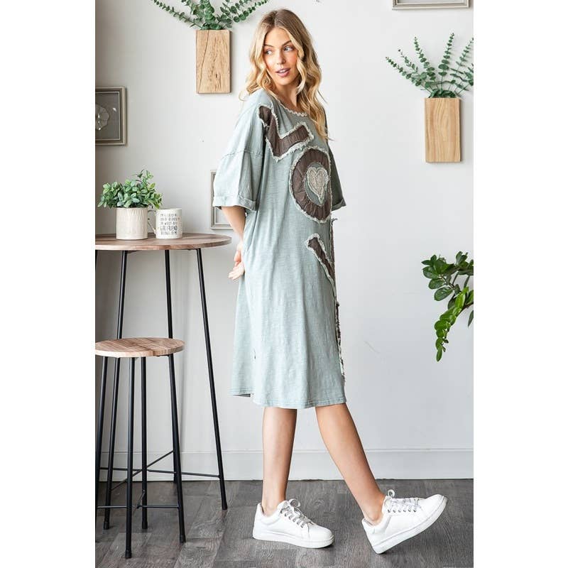 Your Love Embroidered T-Shirt Dress in Blues