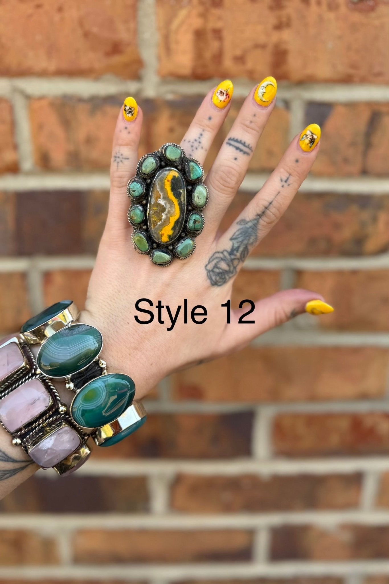 Big Bumble Bee Jasper w/ Turquoise Rings - ivyandlavyboutique ivyandlavyboutique