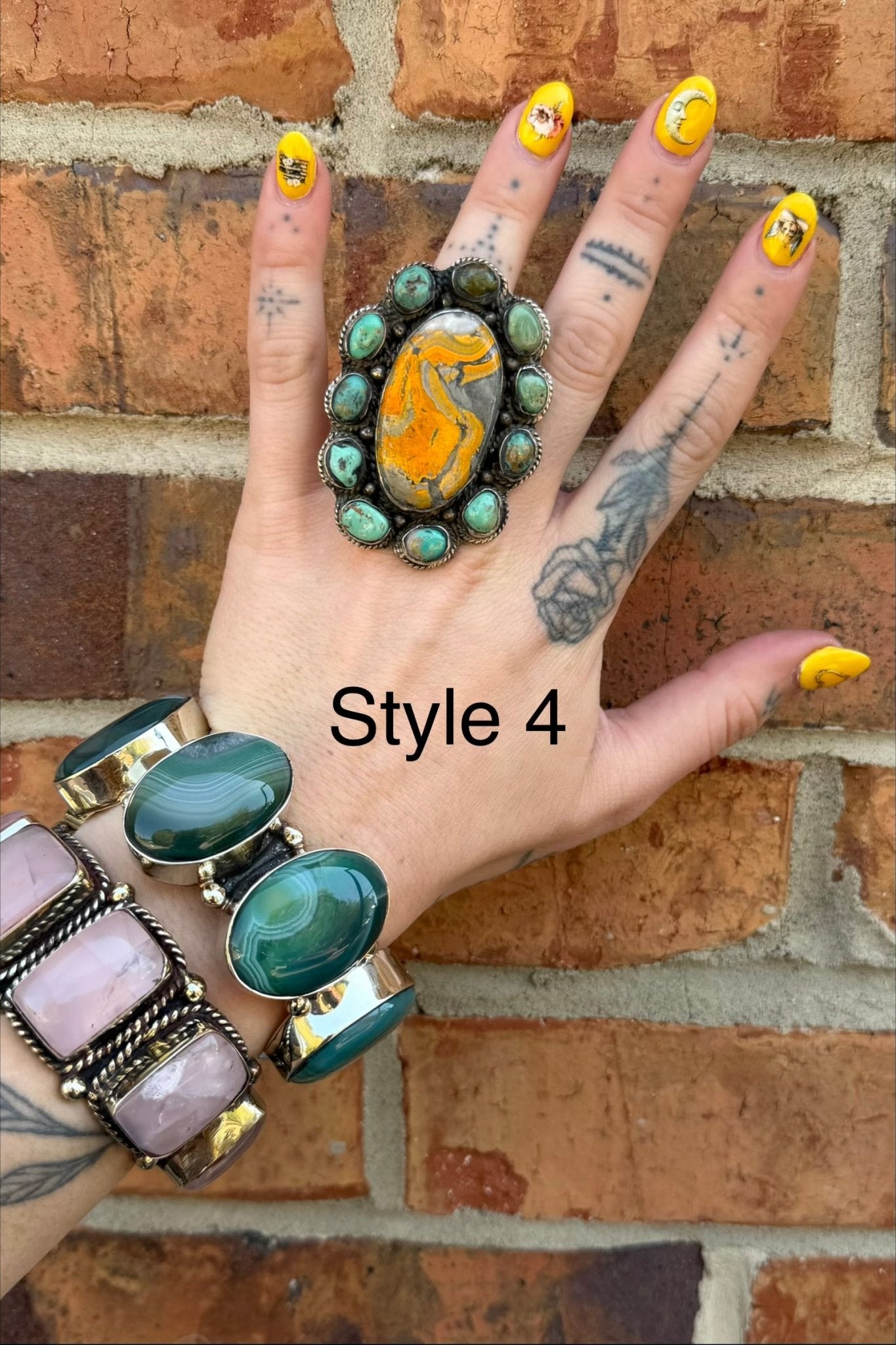 Big Bumble Bee Jasper w/ Turquoise Rings - ivyandlavyboutique ivyandlavyboutique