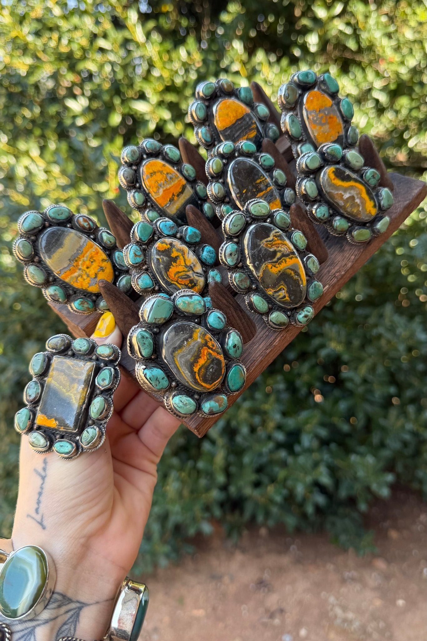 Big Bumble Bee Jasper w/ Turquoise Rings - ivyandlavyboutique ivyandlavyboutique