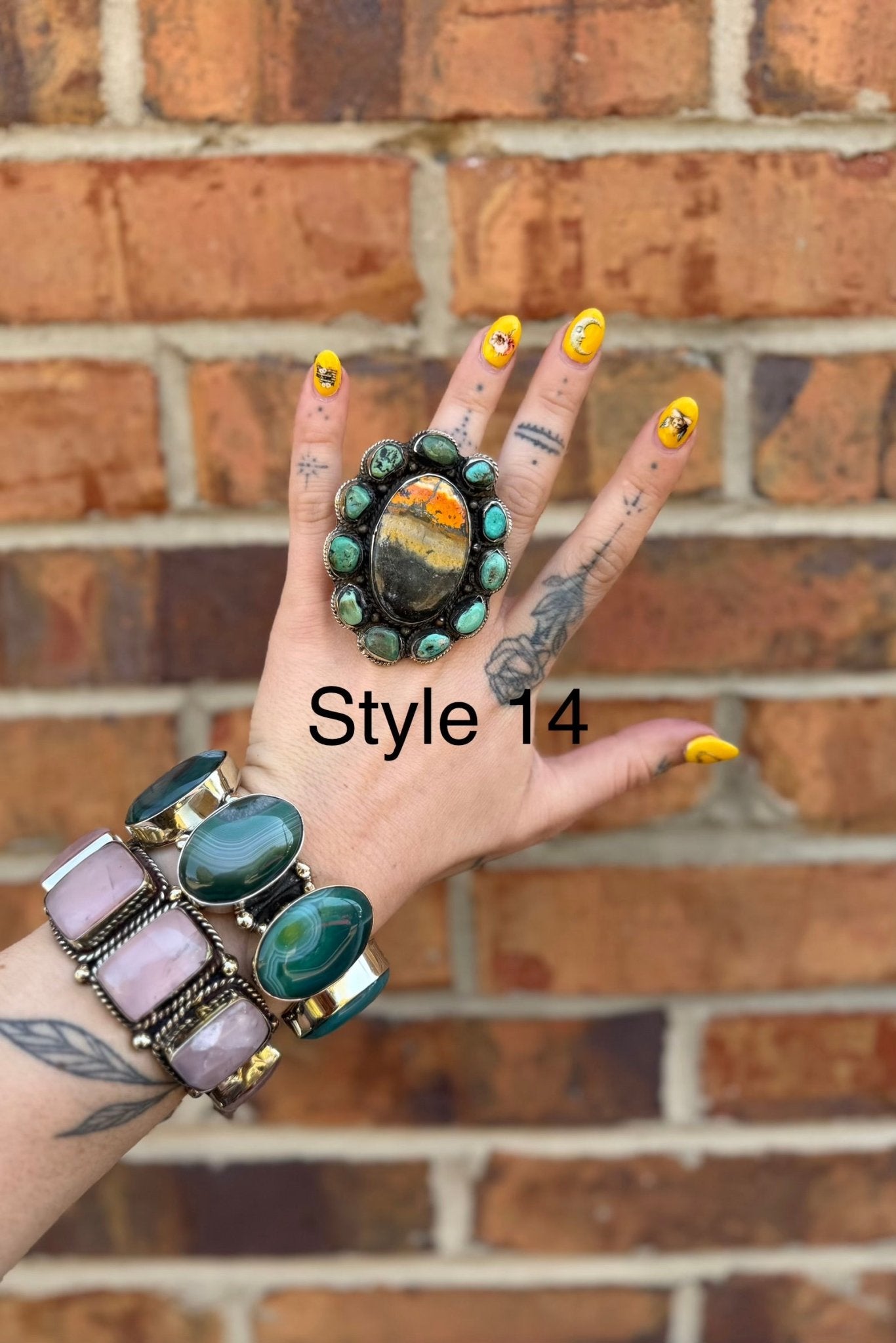 Big Bumble Bee Jasper w/ Turquoise Rings - ivyandlavyboutique ivyandlavyboutique
