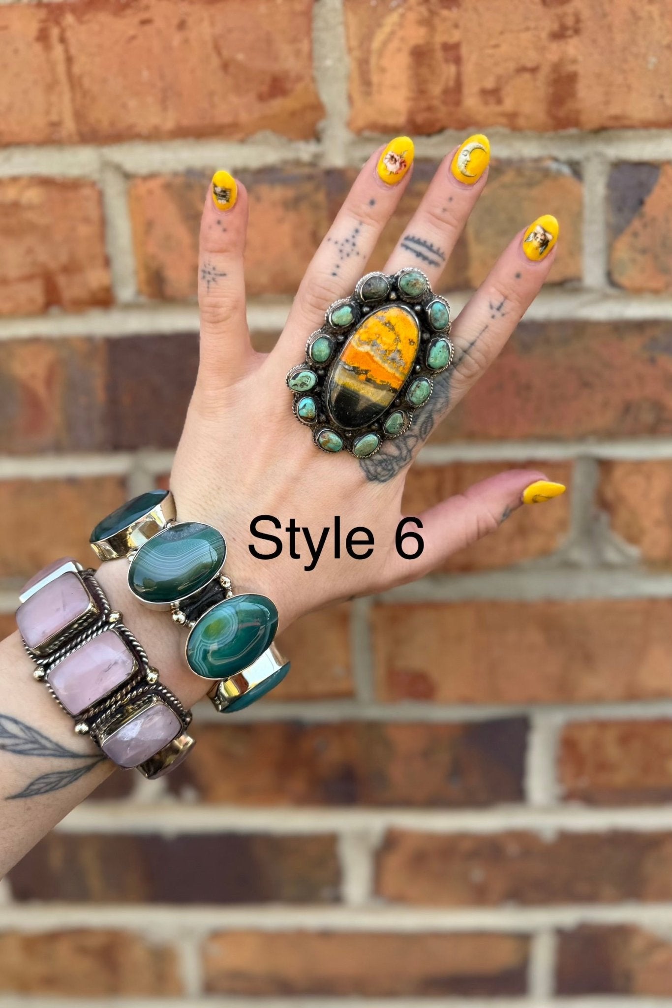 Big Bumble Bee Jasper w/ Turquoise Rings - ivyandlavyboutique ivyandlavyboutique