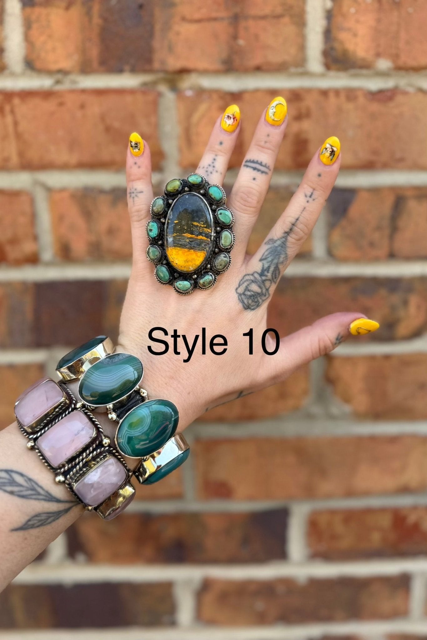 Big Bumble Bee Jasper w/ Turquoise Rings - ivyandlavyboutique ivyandlavyboutique