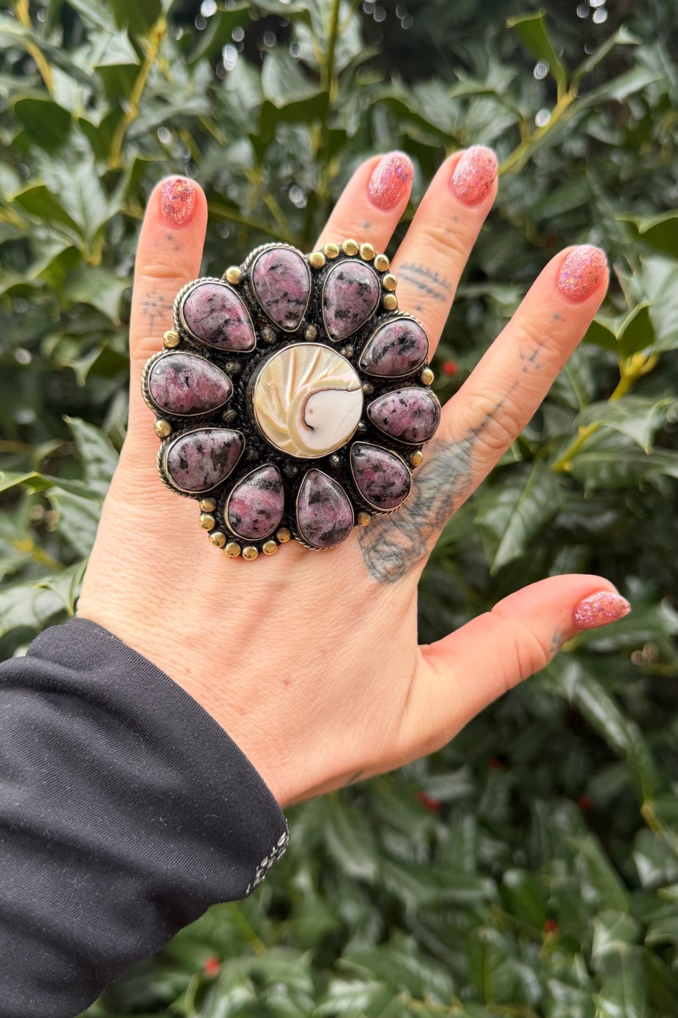 Big & Flower Purple Agate Ring - ivyandlavyboutique ivyandlavyboutique
