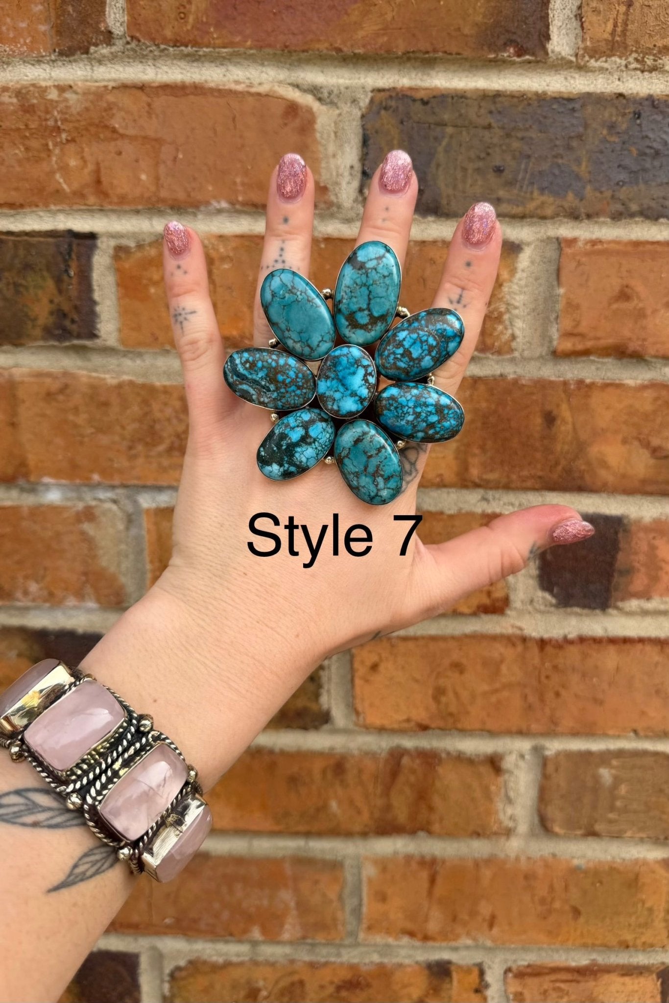 BIG Turquoise Flower Ring - ivyandlavyboutique ivyandlavyboutique