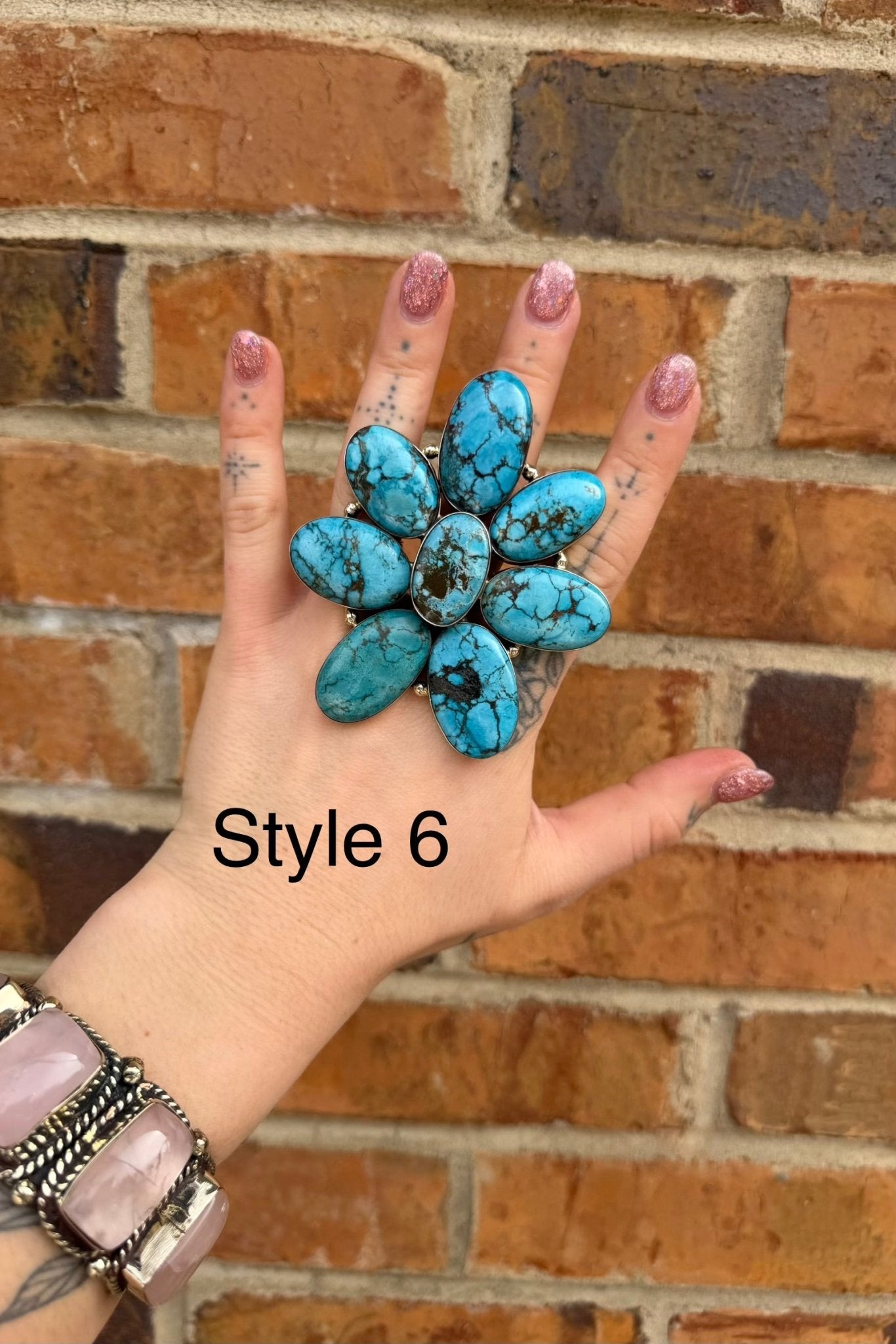 BIG Turquoise Flower Ring - ivyandlavyboutique ivyandlavyboutique