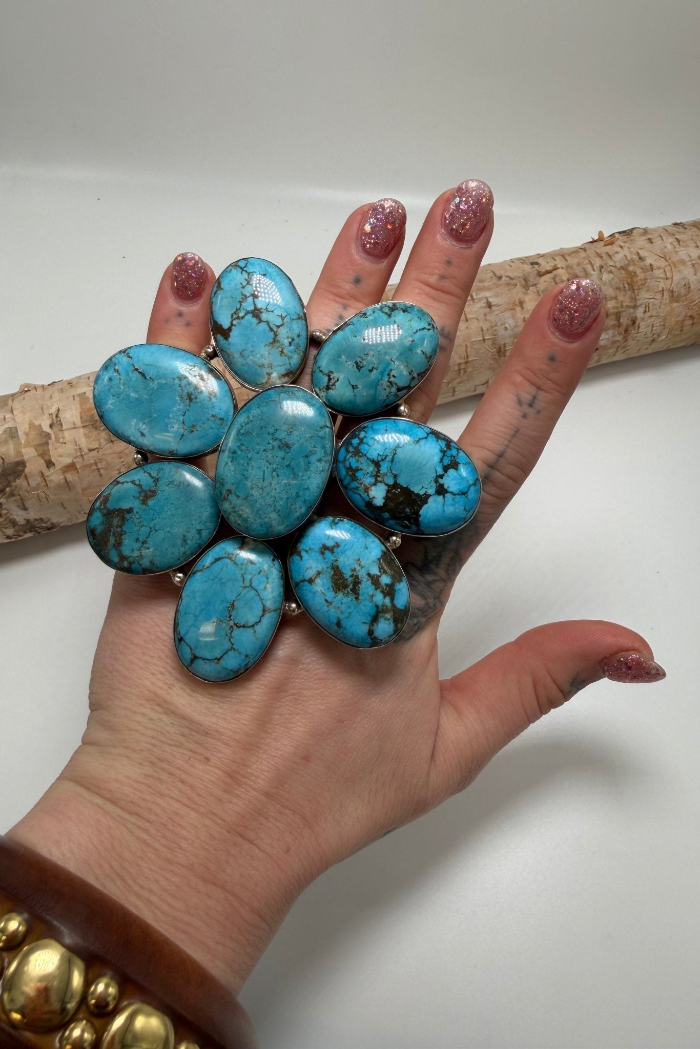 BIG Turquoise Flower Ring - ivyandlavyboutique ivyandlavyboutique