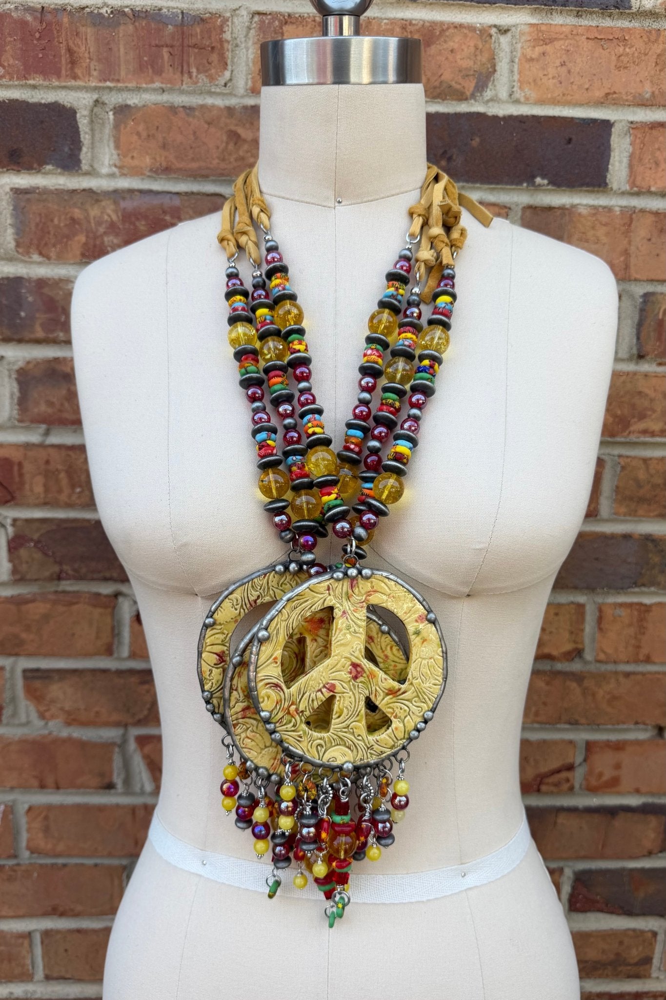 BIG Yellow Peace Necklace - ivyandlavyboutique Art by Amy