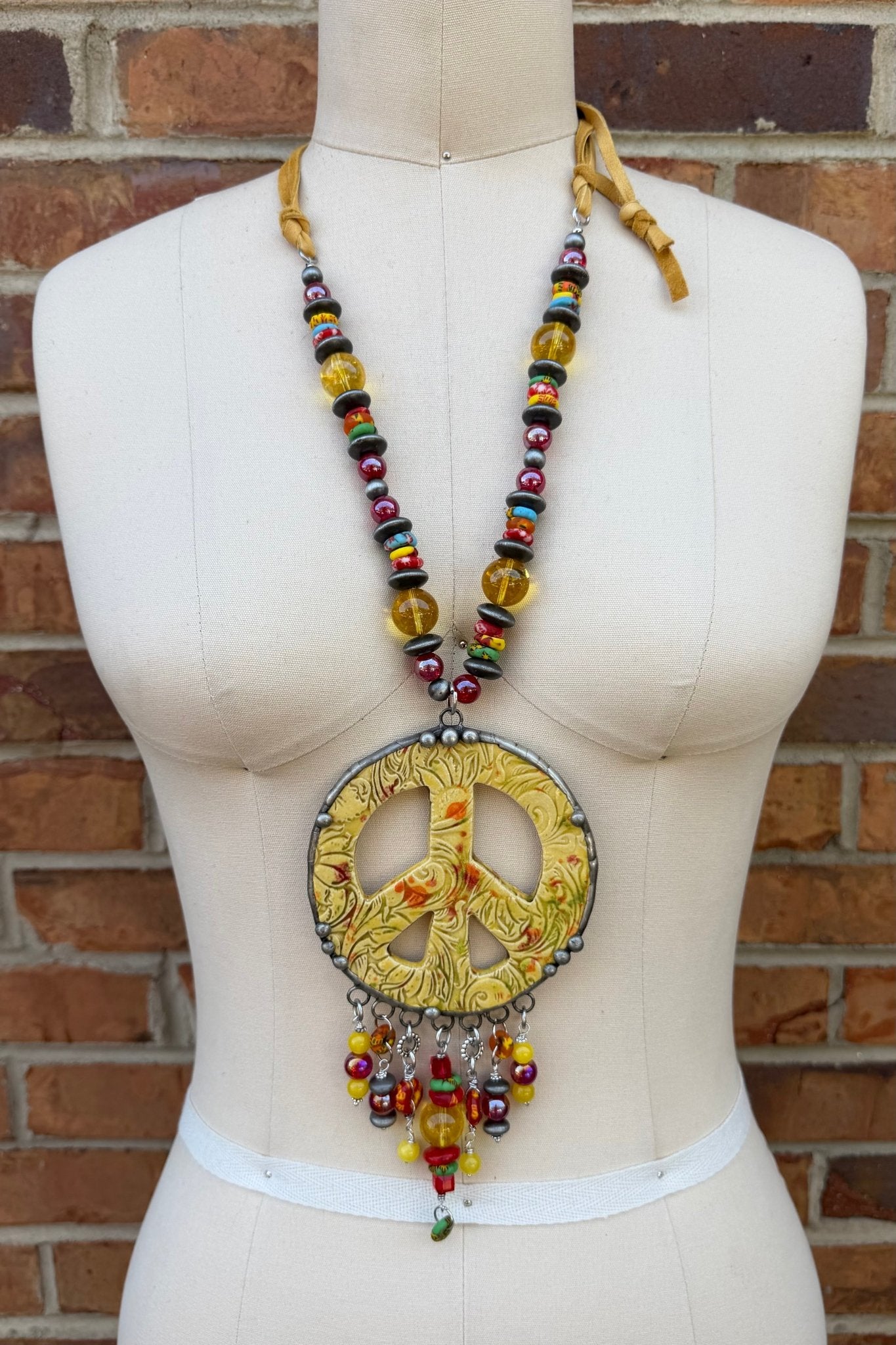 BIG Yellow Peace Necklace - ivyandlavyboutique Art by Amy