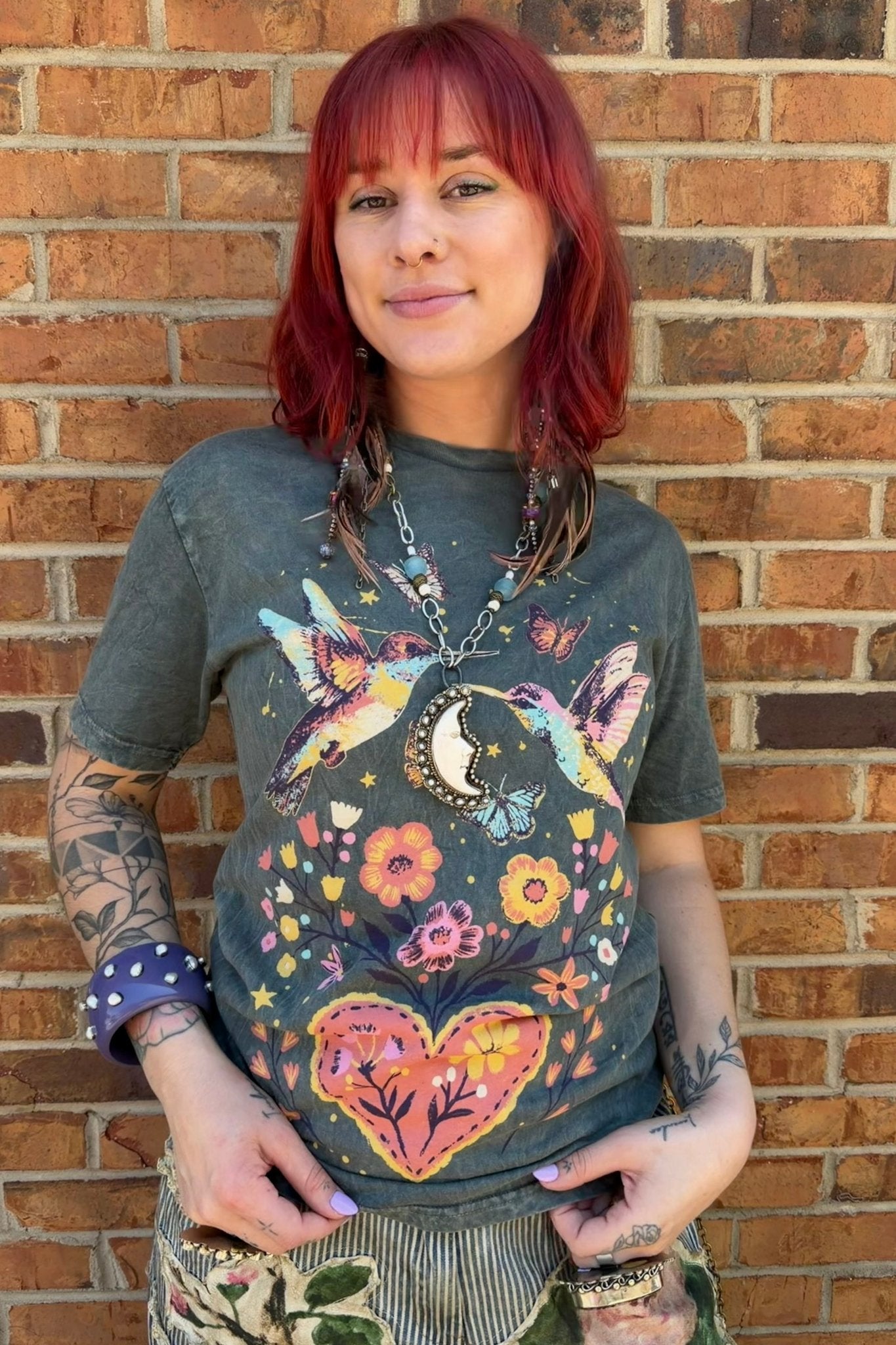 Birds & Flowers Graphic Printed Top - ivyandlavyboutique Lotus Fashion Collection