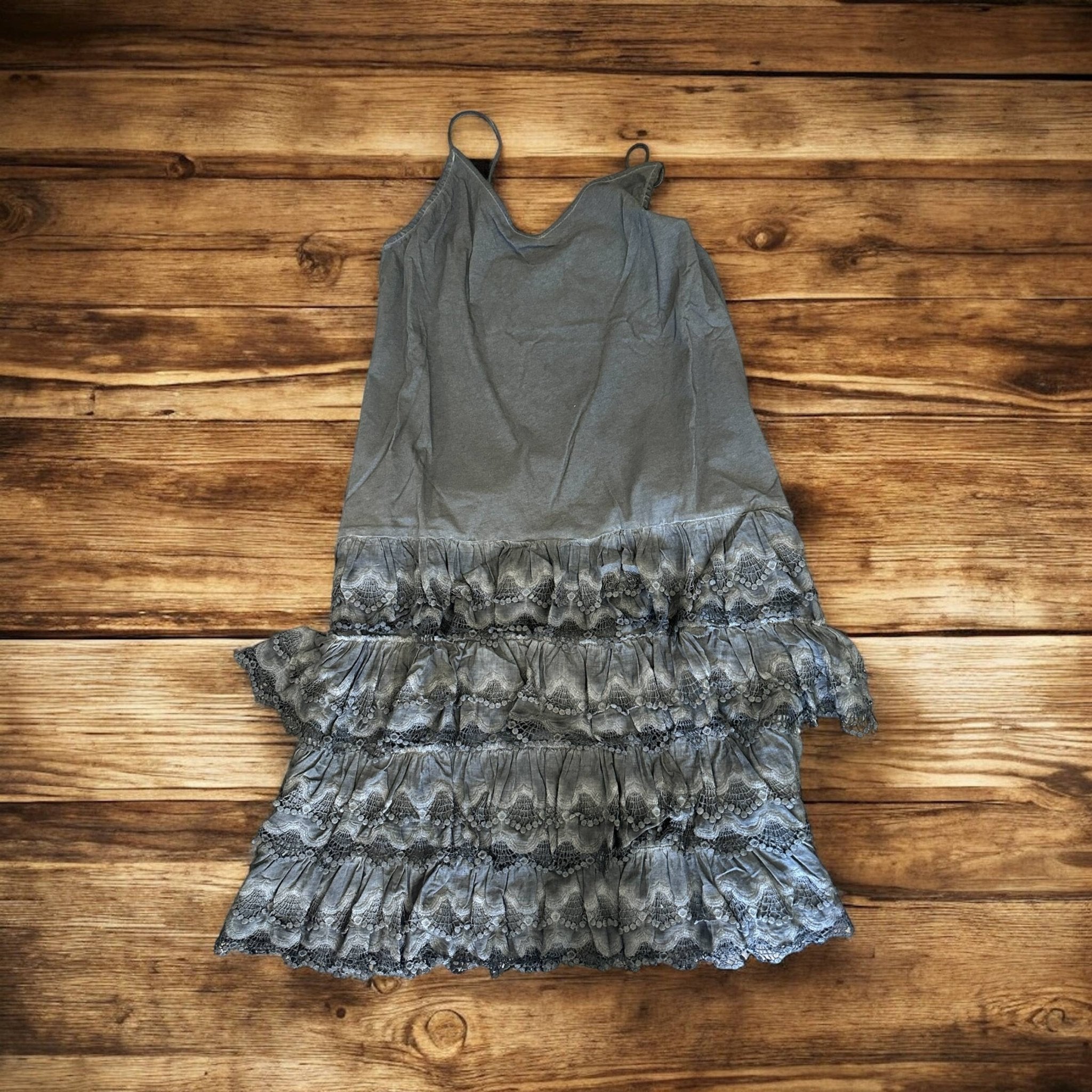 Black Distressed Ruffle Slip Dress - ivyandlavyboutique A Rare Bird Shop