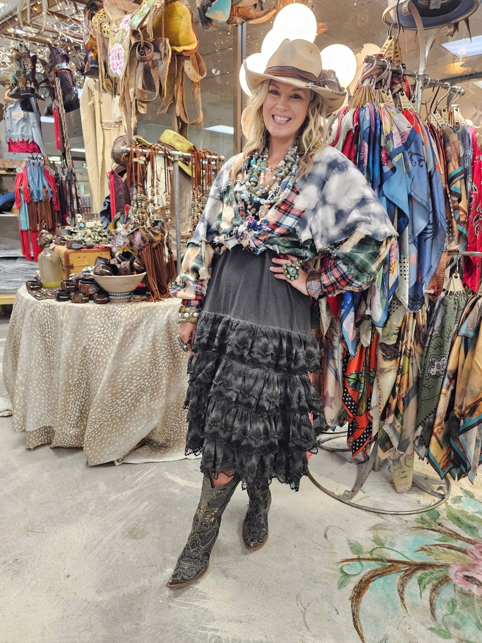 Black Distressed Ruffle Slip Dress - ivyandlavyboutique A Rare Bird Shop