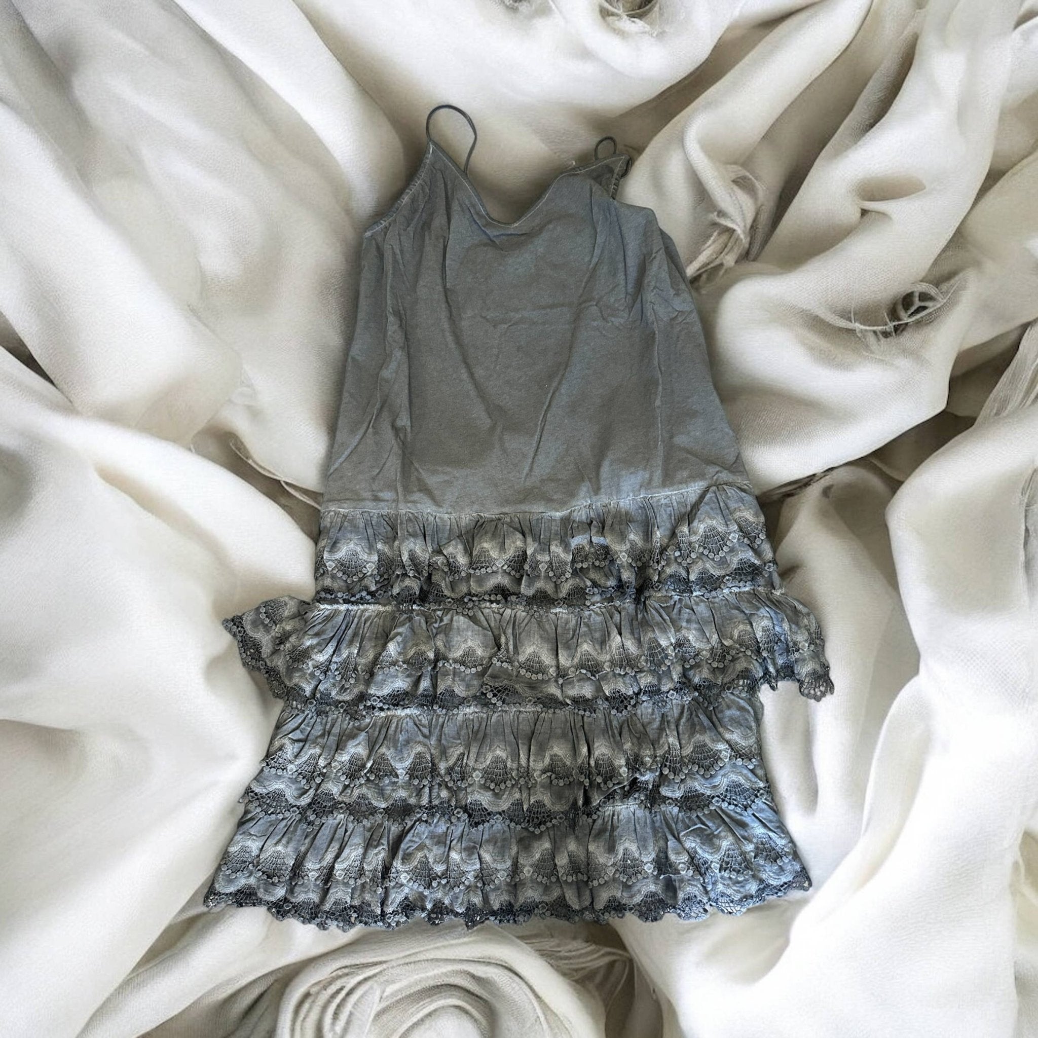 Black Distressed Ruffle Slip Dress - ivyandlavyboutique A Rare Bird Shop