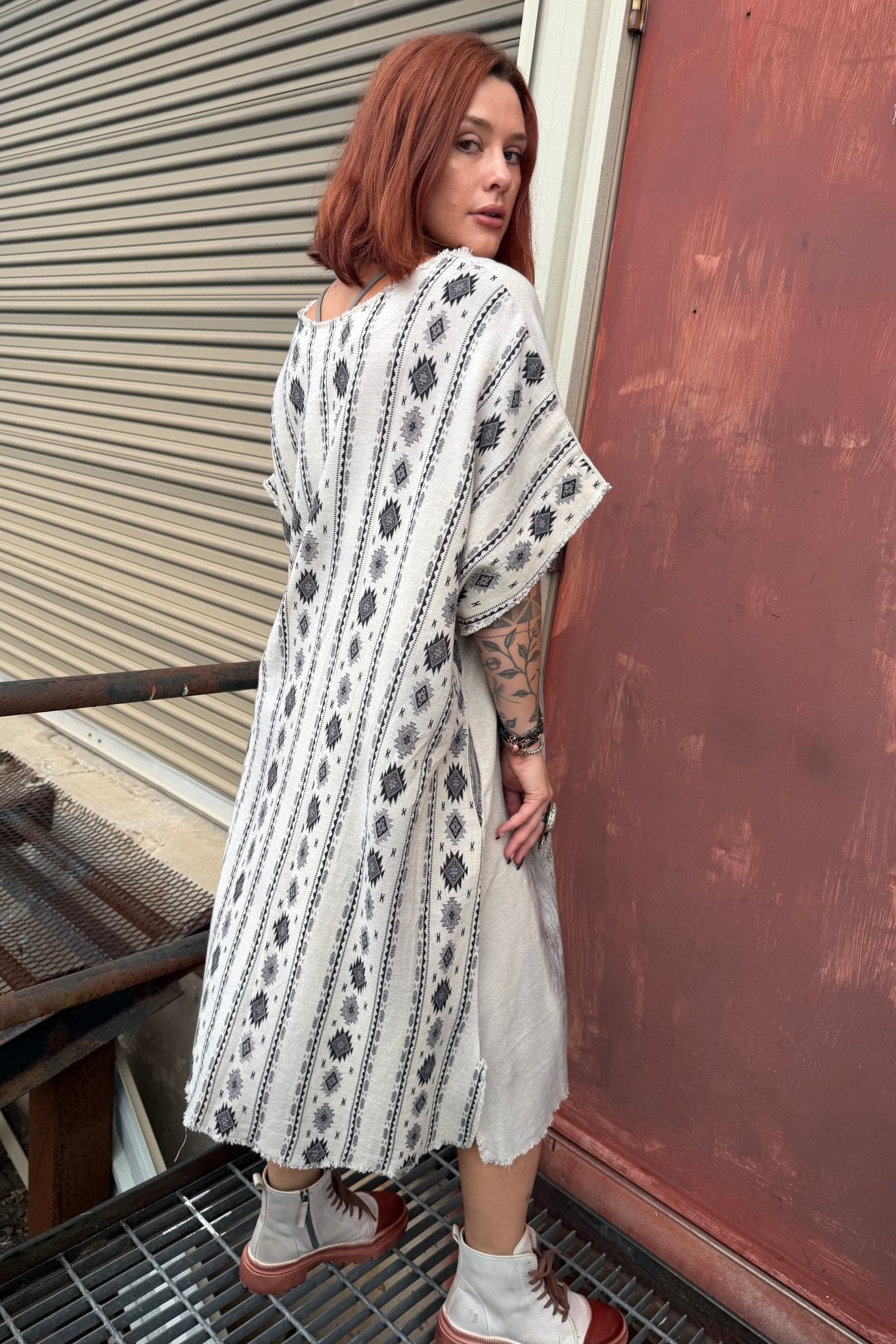 Black & White Abstract Cotton Tunic - ivyandlavyboutique LeParisPetit by I Love Linen