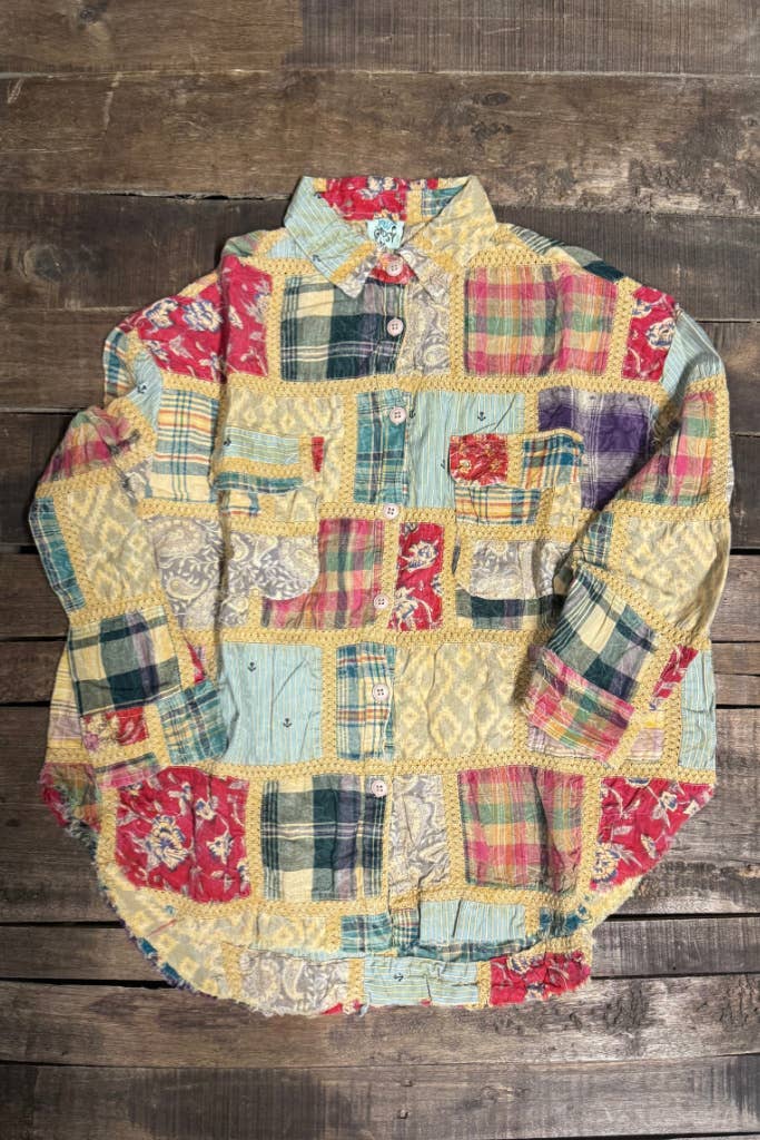 Block Party Patched Boho Top - ivyandlavyboutique Jaded Gypsy