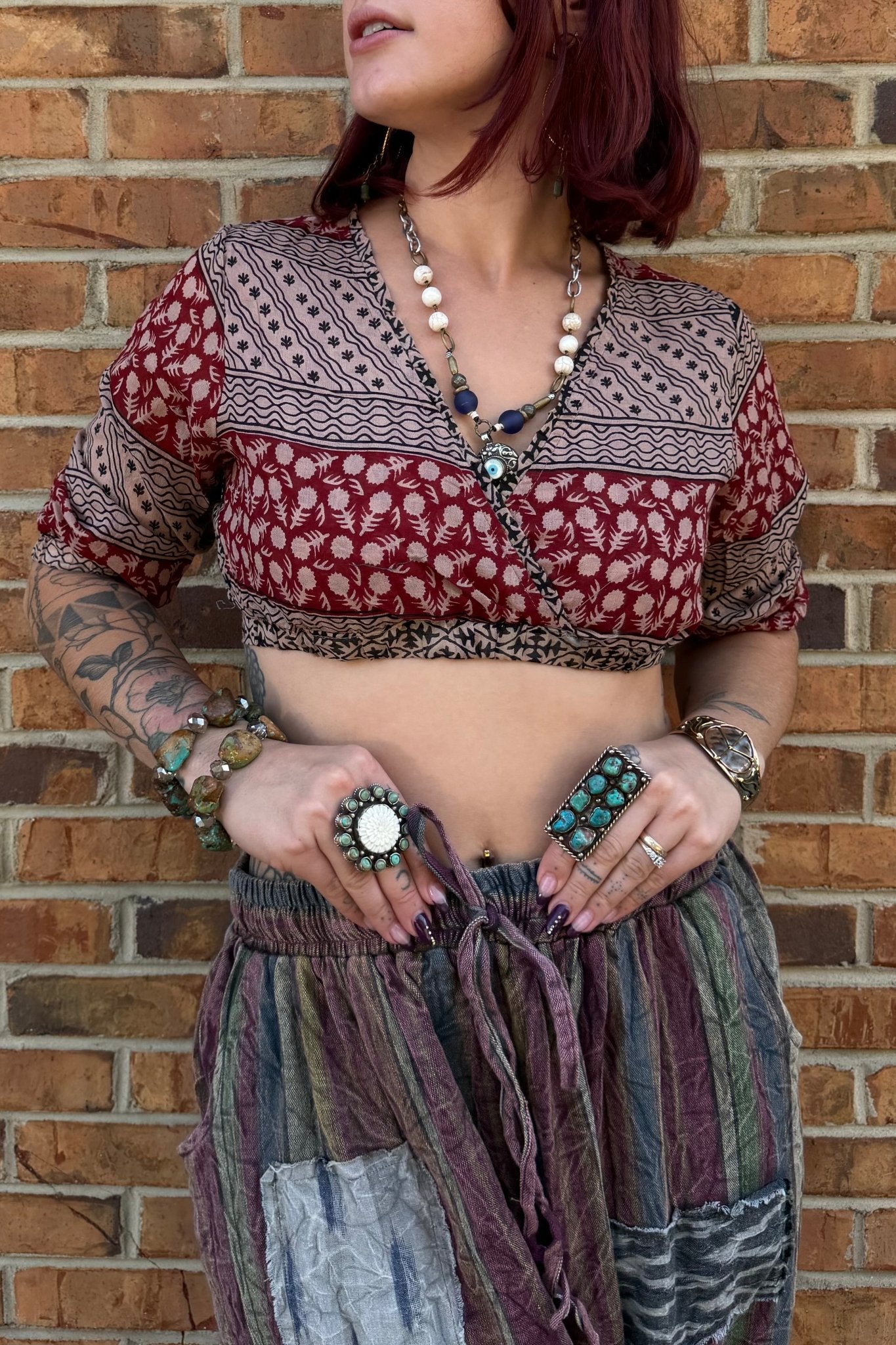 Block Printed Crop Top - ivyandlavyboutique ivyandlavyboutique