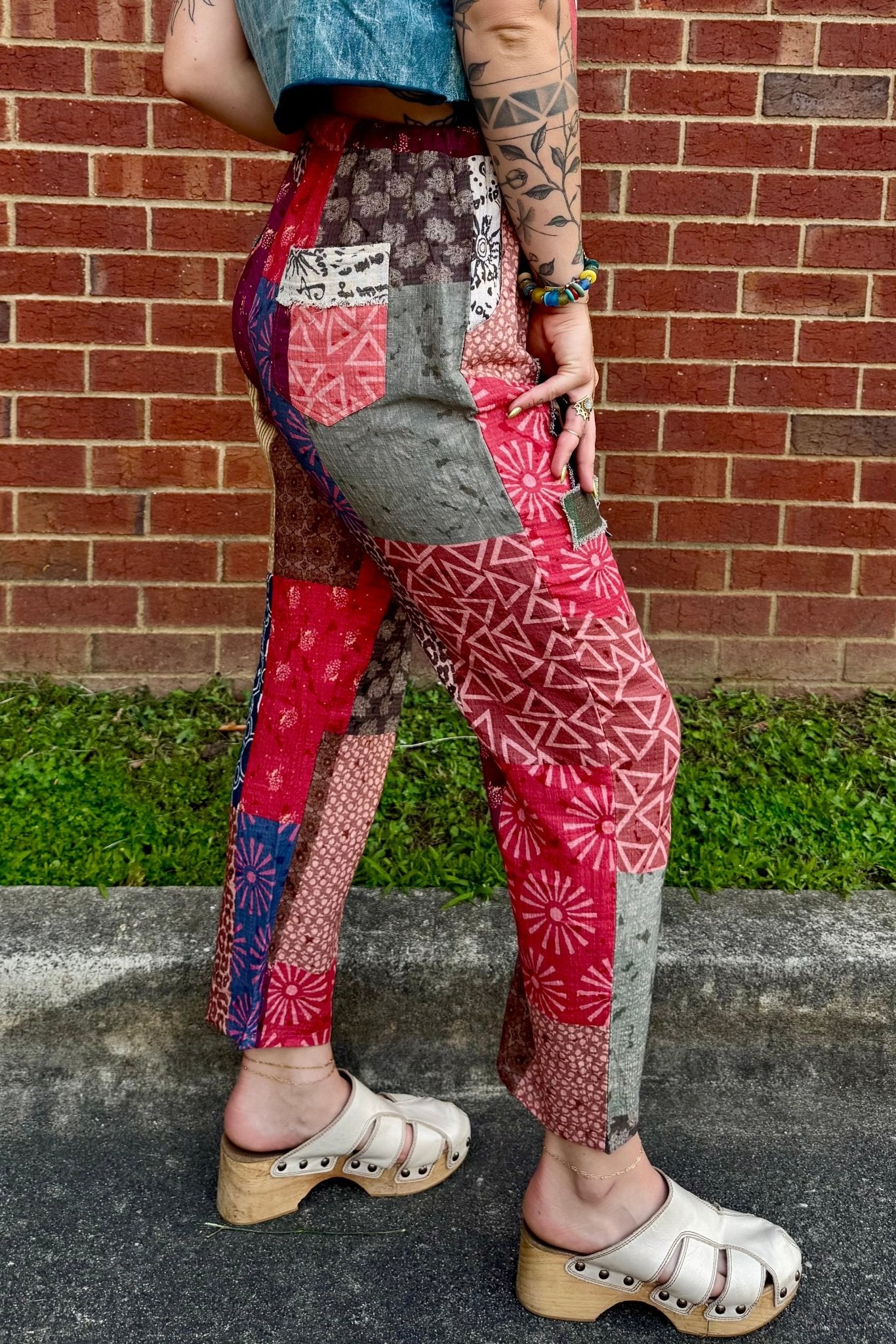 Blocked Print Pants - ivyandlavyboutique I LOVE LINEN