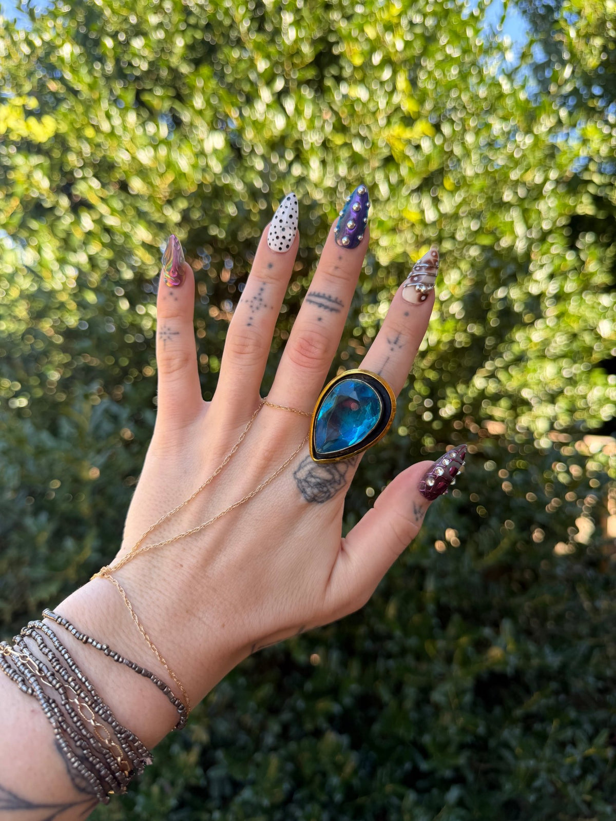 Blue Crystal Hat Ring - Boho Wanderlust Boutique ivyandlavyboutique